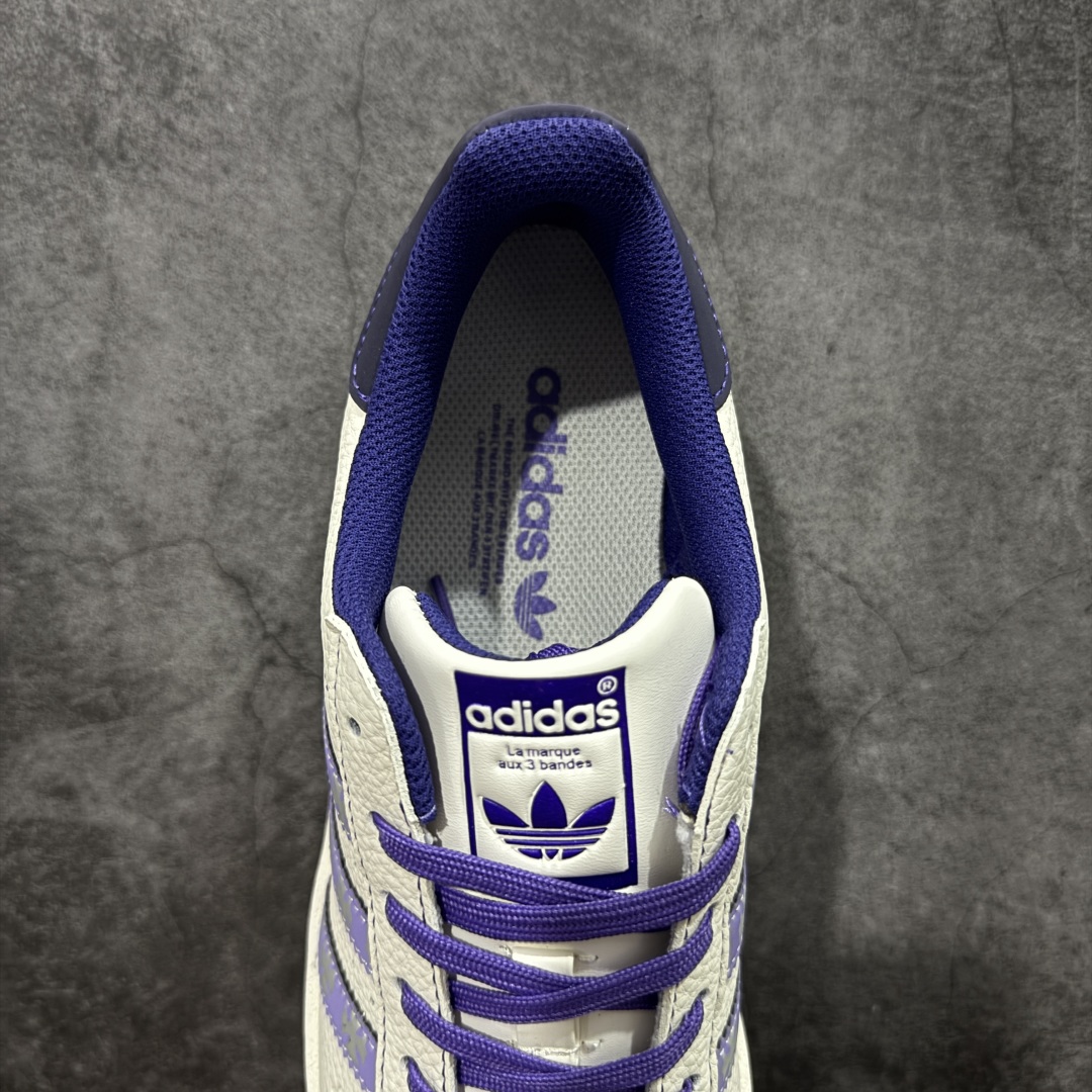 图片[8]-【定制版】Adidas Superstar “克罗心联名- 白紫克罗心印花”经典贝壳头造型，搭配米白与藏蓝的清爽配色 高端定制 低帮休闲板鞋 定制鞋盒 大厂纯原品质出货 超高清洁度 皮料切割干净无任何毛边 细节完美 货号：DS0021 尺码： 36 36.5 37.5 38 38.5 39 40 40.5 41 42 42.5 43 44 44.5 45-选品中心