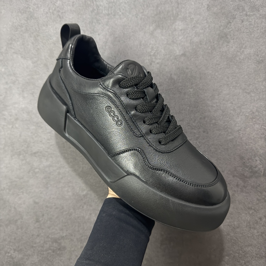 图片[3]-【公司级】Ecco 爱步街头时尚户外系列黄景瑜同款真皮系带舒适板鞋  #鞋面采用家族工艺牛皮革 纹理自然光泽 细腻柔软 独具时尚色彩 便捷简约系带设计，可自由调节松紧 贴合脚型 PU中底，橡胶大底 实力增高后跟底 抓地力强 具有良好的耐磨性 轻盈柔韧 舒适耐穿 简约设计黑武士 出街独具风采  货号：63533501001 尺码：38 39 40 41 42 43 44 皮鞋码-选品中心