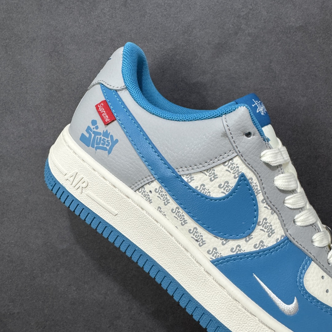 图片[6]-【定制版】Nike Air Force 1\’07 Low 斯图西联名 奶白蓝灰 空军一号低帮休闲板鞋  #定制鞋盒 超高清洁度 皮料切割干净无任何毛边 细节完美 货号：XD2588-607  尺码：36 36.5 37.5 38 38.5 39 40 40.5 41 42 42.5 43 44 44.5 45-选品中心