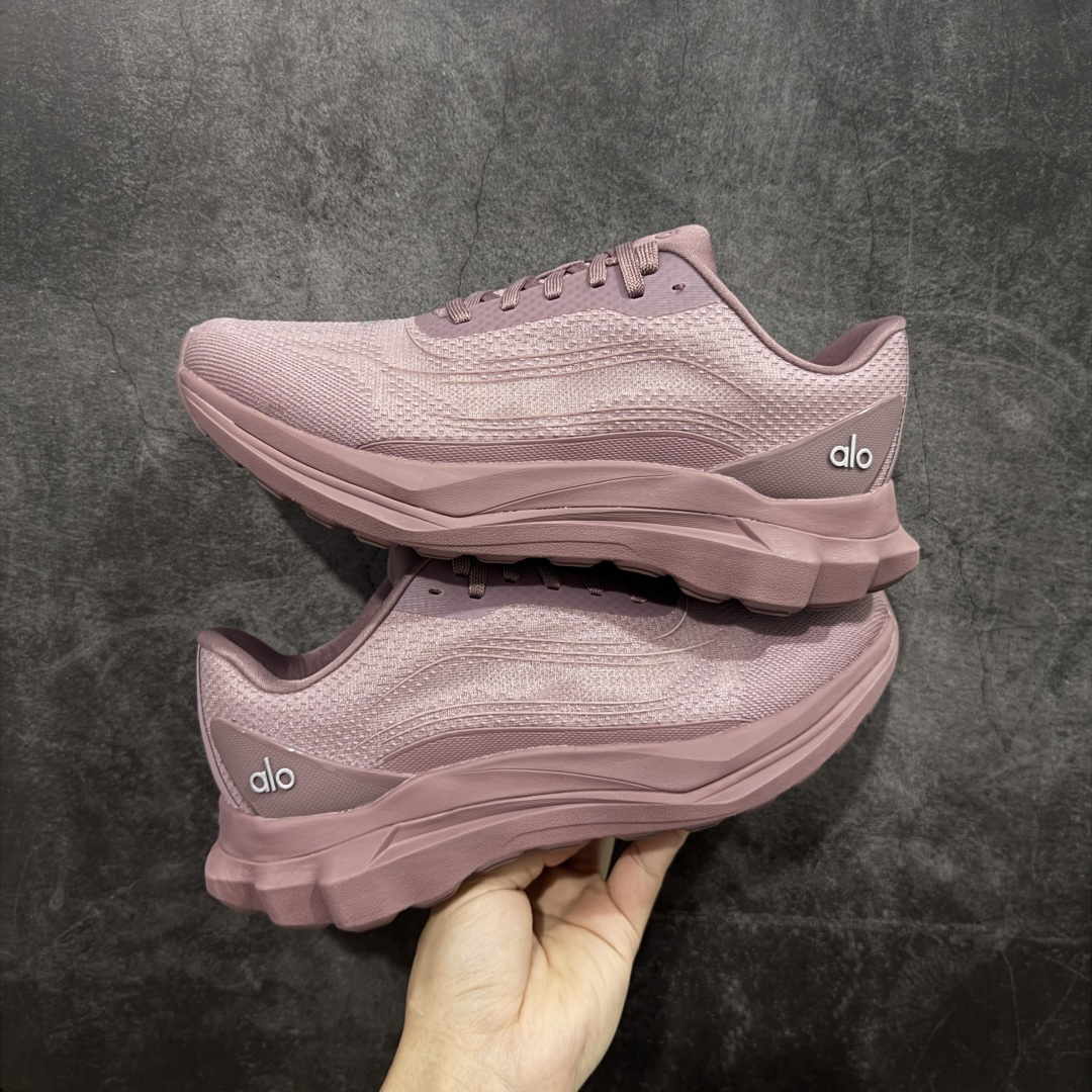 【纯原】Alo Runner 明星同款 四季常青款增高低帮休闲生活鞋 豆沙红色1:1复刻 细节一步到位 