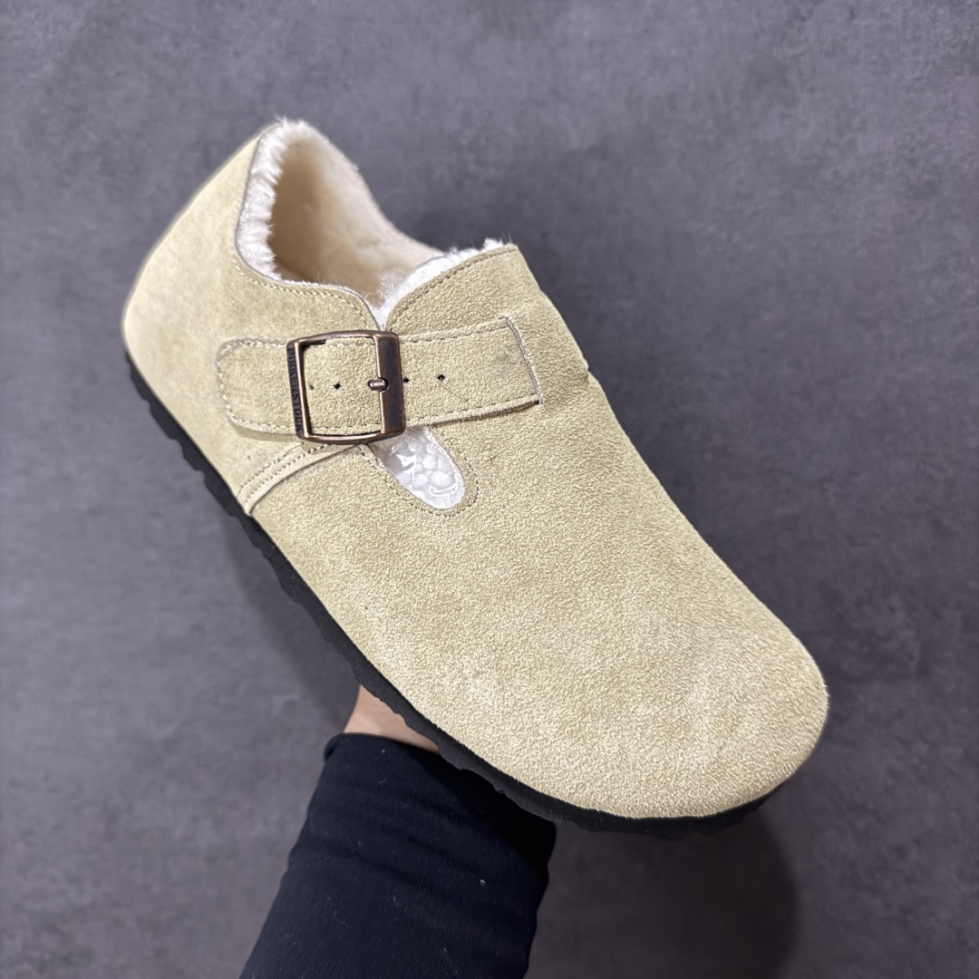 图片[3]-【公司级】博肯Birkenstock London Suede Leather 伦敦系列低帮牛皮绒面革平底复古软木休闲鞋 1010503 尺码：35-45 编码：PSB240250-选品中心