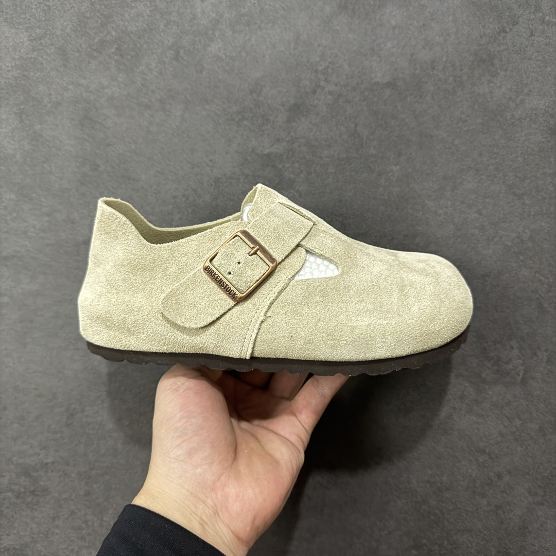 【莞产版本】勃肯 全包式懒人单鞋 博肯Birkenstock Birkenstock London Suede Leather 伦敦系列包头平底复古软木底休闲拖鞋 舒适又时髦,潮人都在穿!德国百年知名鞋履，中底鞋床搭载波状外形缓震软木橡胶#外置EVA轻量片装外底❗ 尺码：35 36 37 38 39 40 41 42 43 44 45 46-选品中心