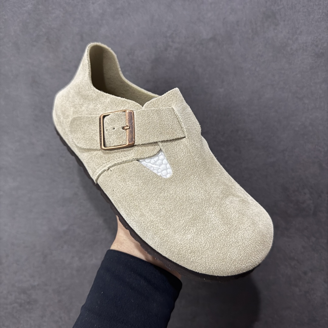 图片[3]-【莞产版本】勃肯 全包式懒人单鞋 博肯Birkenstock Birkenstock London Suede Leather 伦敦系列包头平底复古软木底休闲拖鞋 舒适又时髦,潮人都在穿!德国百年知名鞋履，中底鞋床搭载波状外形缓震软木橡胶#外置EVA轻量片装外底❗ 尺码：35 36 37 38 39 40 41 42 43 44 45 46-选品中心