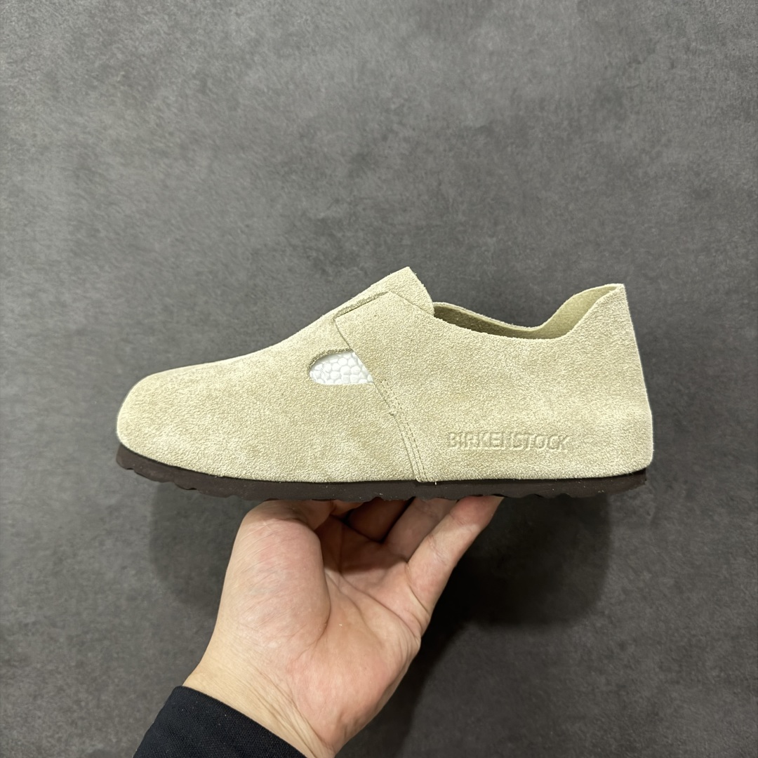图片[2]-【莞产版本】勃肯 全包式懒人单鞋 博肯Birkenstock Birkenstock London Suede Leather 伦敦系列包头平底复古软木底休闲拖鞋 舒适又时髦,潮人都在穿!德国百年知名鞋履，中底鞋床搭载波状外形缓震软木橡胶#外置EVA轻量片装外底❗ 尺码：35 36 37 38 39 40 41 42 43 44 45 46-选品中心
