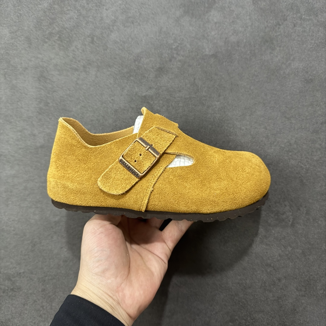 【莞产版本】勃肯 全包式懒人单鞋 博肯Birkenstock Birkenstock London Suede Leather 伦敦系列包头平底复古软木底休闲拖鞋 舒适又时髦,潮人都在穿!德国百年知名鞋履，中底鞋床搭载波状外形缓震软木橡胶#外置EVA轻量片装外底❗ 尺码：35 36 37 38 39 40 41 42 43 44 45 46-选品中心