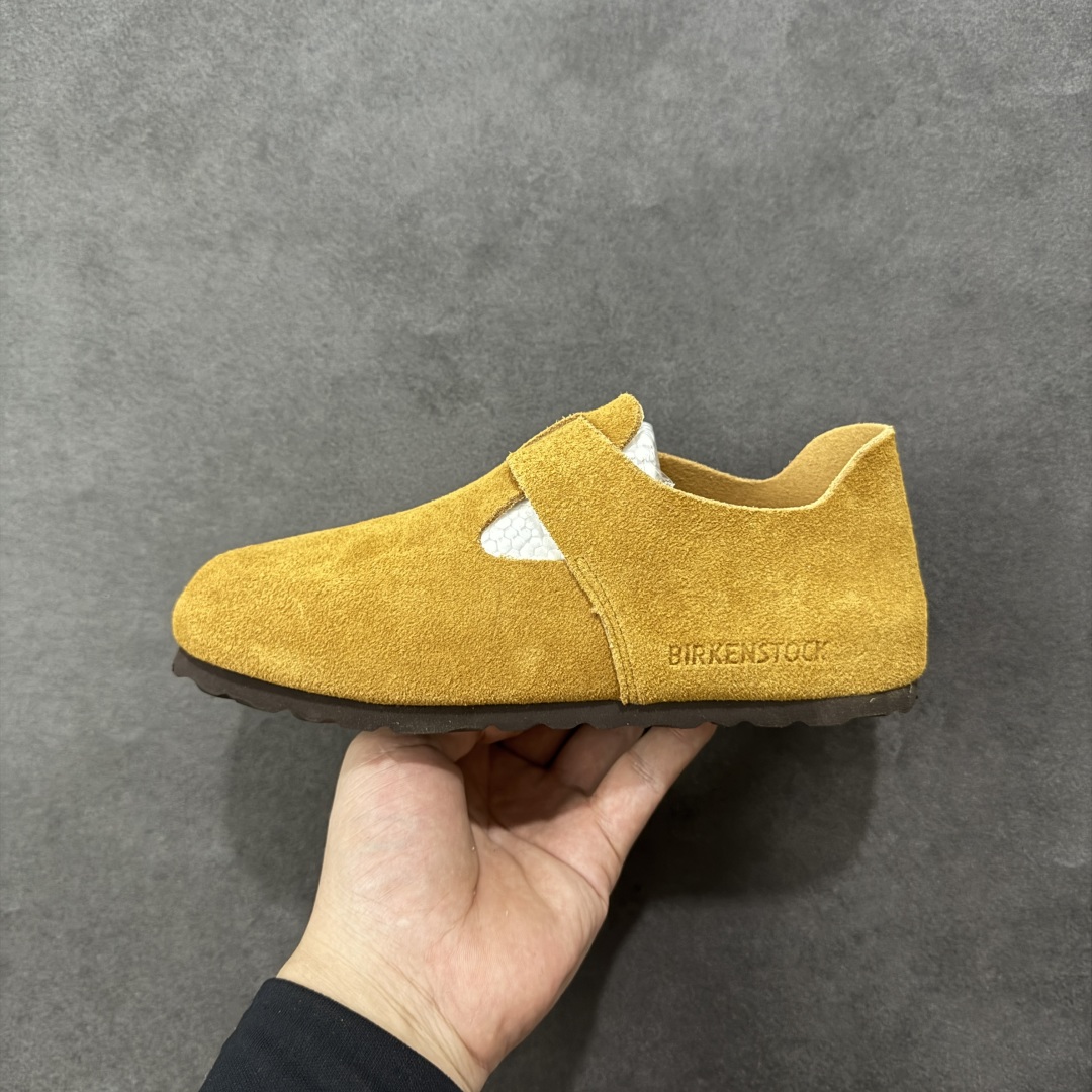 图片[2]-【莞产版本】勃肯 全包式懒人单鞋 博肯Birkenstock Birkenstock London Suede Leather 伦敦系列包头平底复古软木底休闲拖鞋 舒适又时髦,潮人都在穿!德国百年知名鞋履，中底鞋床搭载波状外形缓震软木橡胶#外置EVA轻量片装外底❗ 尺码：35 36 37 38 39 40 41 42 43 44 45 46-选品中心
