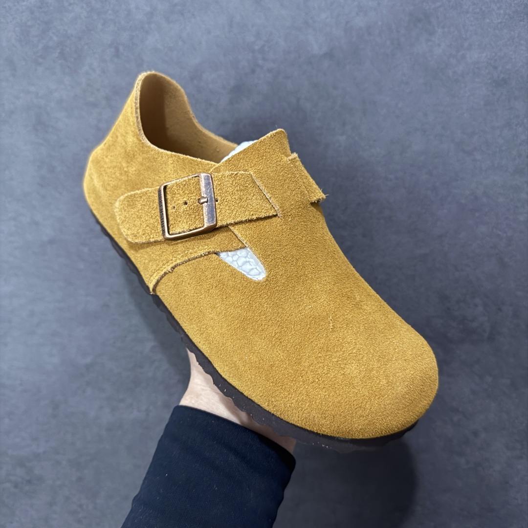 图片[3]-【莞产版本】勃肯 全包式懒人单鞋 博肯Birkenstock Birkenstock London Suede Leather 伦敦系列包头平底复古软木底休闲拖鞋 舒适又时髦,潮人都在穿!德国百年知名鞋履，中底鞋床搭载波状外形缓震软木橡胶#外置EVA轻量片装外底❗ 尺码：35 36 37 38 39 40 41 42 43 44 45 46-选品中心