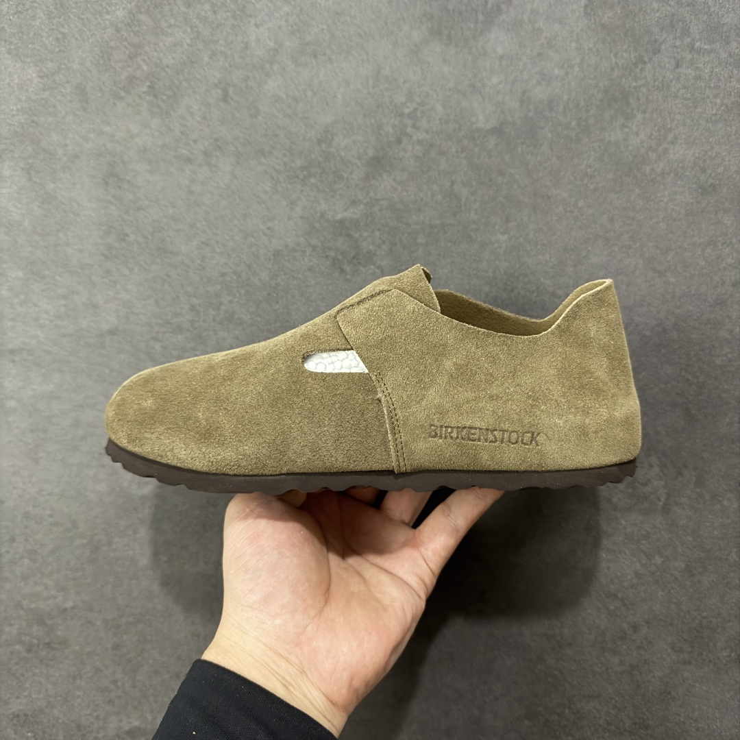图片[2]-【莞产版本】勃肯 全包式懒人单鞋 博肯Birkenstock Birkenstock London Suede Leather 伦敦系列包头平底复古软木底休闲拖鞋 舒适又时髦,潮人都在穿!德国百年知名鞋履，中底鞋床搭载波状外形缓震软木橡胶#外置EVA轻量片装外底❗ 尺码：35 36 37 38 39 40 41 42 43 44 45 46-选品中心