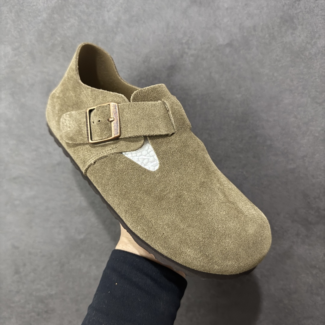 图片[3]-【莞产版本】勃肯 全包式懒人单鞋 博肯Birkenstock Birkenstock London Suede Leather 伦敦系列包头平底复古软木底休闲拖鞋 舒适又时髦,潮人都在穿!德国百年知名鞋履，中底鞋床搭载波状外形缓震软木橡胶#外置EVA轻量片装外底❗ 尺码：35 36 37 38 39 40 41 42 43 44 45 46-选品中心