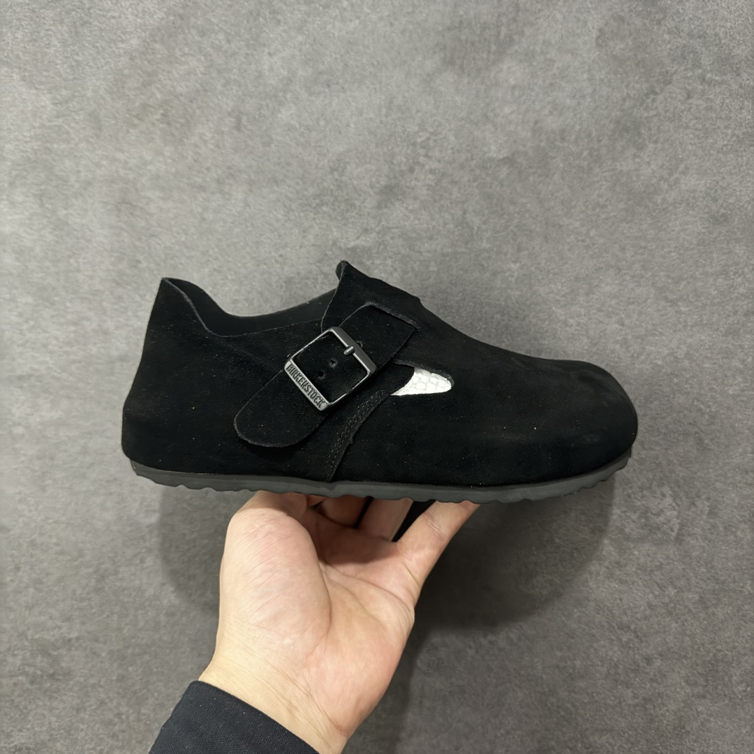 【莞产版本】勃肯 全包式懒人单鞋 博肯Birkenstock Birkenstock London Suede Leather 伦敦系列包头平底复古软木底休闲拖鞋 舒适又时髦,潮人都在穿!德国百年知名鞋履，中底鞋床搭载波状外形缓震软木橡胶#外置EVA轻量片装外底❗ 尺码：35 36 37 38 39 40 41 42 43 44 45 46-选品中心