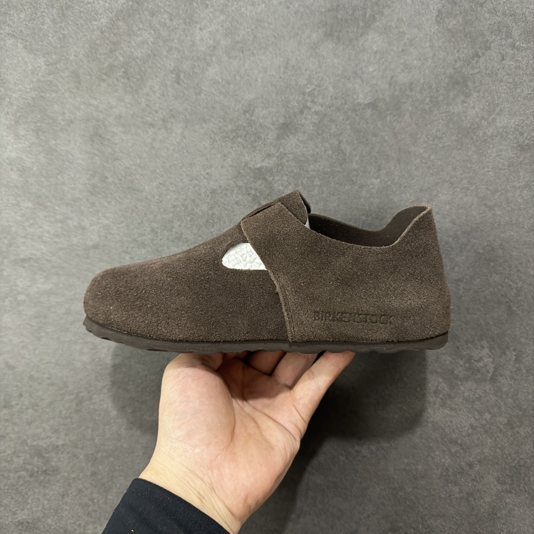 图片[2]-【莞产版本】勃肯 全包式懒人单鞋 博肯Birkenstock Birkenstock London Suede Leather 伦敦系列包头平底复古软木底休闲拖鞋 舒适又时髦,潮人都在穿!德国百年知名鞋履，中底鞋床搭载波状外形缓震软木橡胶#外置EVA轻量片装外底❗ 尺码：35 36 37 38 39 40 41 42 43 44 45 46-选品中心
