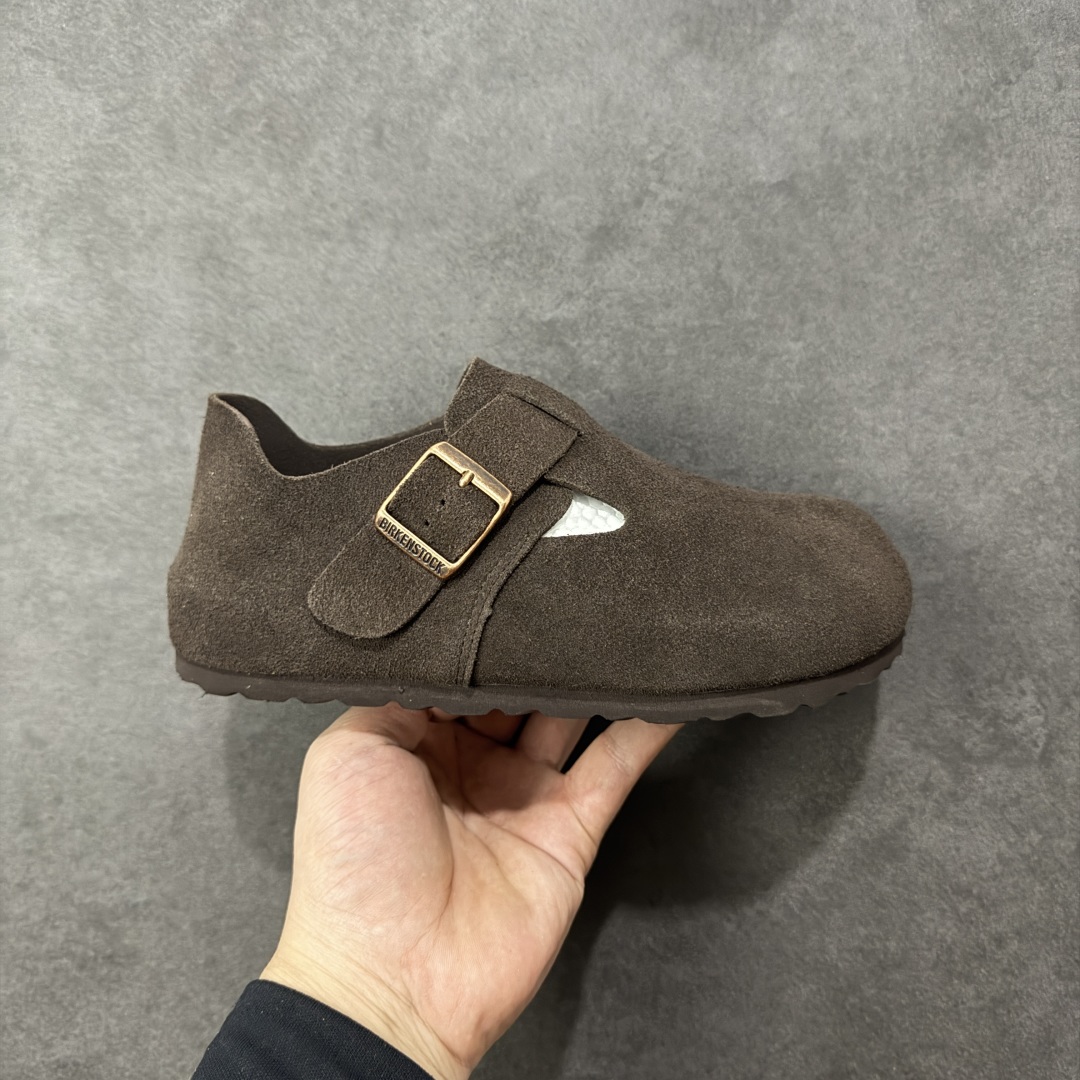 【莞产版本】勃肯 全包式懒人单鞋 博肯Birkenstock Birkenstock London Suede Leather 伦敦系列包头平底复古软木底休闲拖鞋 舒适又时髦,潮人都在穿!德国百年知名鞋履，中底鞋床搭载波状外形缓震软木橡胶#外置EVA轻量片装外底❗ 尺码：35 36 37 38 39 40 41 42 43 44 45 46-选品中心