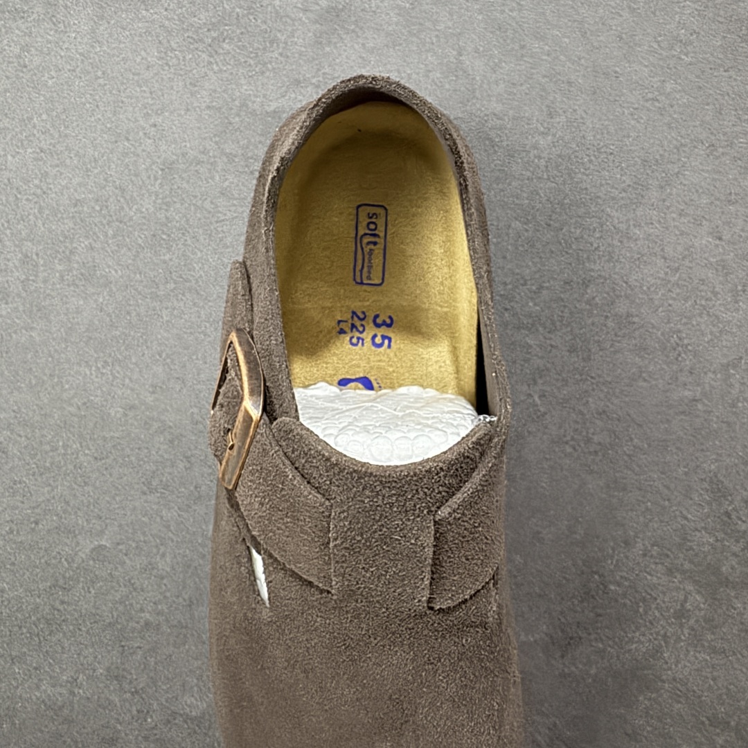 图片[7]-【莞产版本】勃肯 全包式懒人单鞋 博肯Birkenstock Birkenstock London Suede Leather 伦敦系列包头平底复古软木底休闲拖鞋 舒适又时髦,潮人都在穿!德国百年知名鞋履，中底鞋床搭载波状外形缓震软木橡胶#外置EVA轻量片装外底❗ 尺码：35 36 37 38 39 40 41 42 43 44 45 46-选品中心