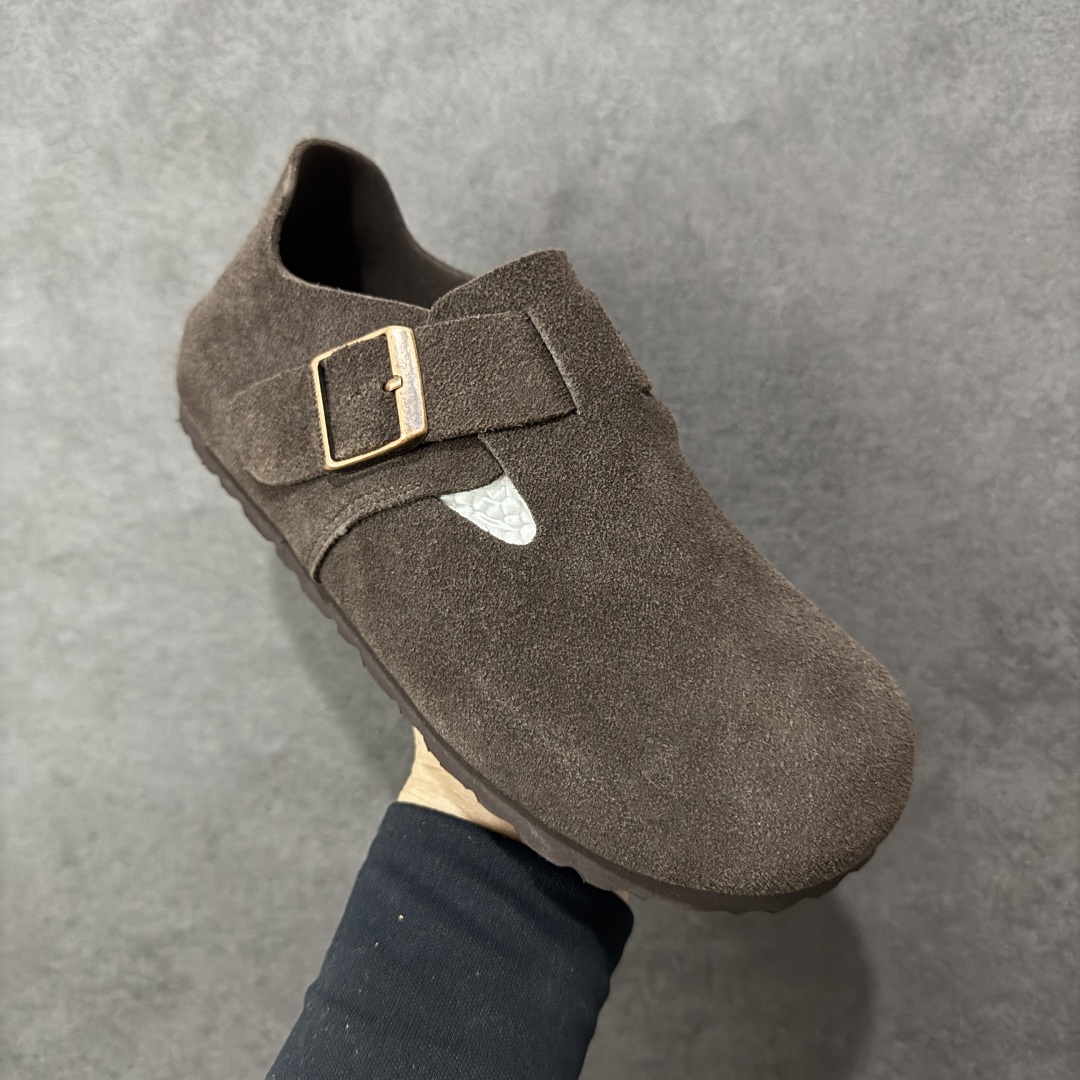 图片[3]-【莞产版本】勃肯 全包式懒人单鞋 博肯Birkenstock Birkenstock London Suede Leather 伦敦系列包头平底复古软木底休闲拖鞋 舒适又时髦,潮人都在穿!德国百年知名鞋履，中底鞋床搭载波状外形缓震软木橡胶#外置EVA轻量片装外底❗ 尺码：35 36 37 38 39 40 41 42 43 44 45 46-选品中心