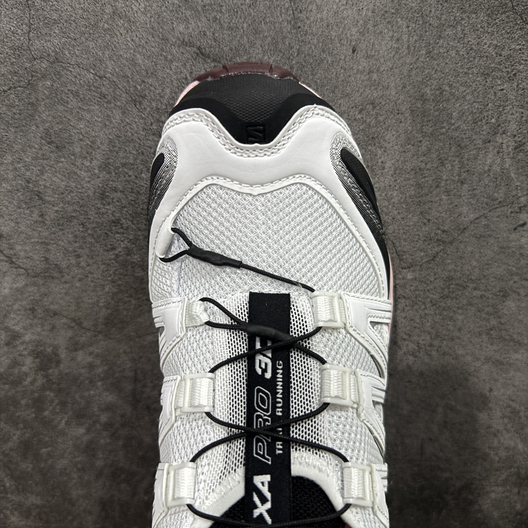 图片[5]-【S版纯原】SALOMON XA Pro 3D ADV 萨洛蒙潮流越野机能户外功能鞋 白粉 478676 全新版本出货 性价比拉满 品质 细节 材料都是肉眼可以见！ 售前售后也是其它工厂无法匹敌！ 纯原外贸平台特供订单 耗时半年巨作 全套原纸板楦头开发 原厂特供网布配套加持 确保原汁原味 完美呈现版型 原档数据独家私模五层组合大底 男女鞋同步官方 原装Ortholite轻量化鞋垫 中底布带钢印编号 原厂TPU锁扣 进口港宝加持 后跟自然饱满 还原公司包裹性 鞋面采用SENSIFT贴合技术 全方位贴合包裹脚型 鞋跟部鞋底牵引设计 提供强大的抓地性能 更适应野外崎岖不平的道路 其3D ADVANCED CHASSIS底盘 材料轻量大化 钉齿设计更具稳定性 防护性 鞋底易磨损区运用CONTAGRIP高耐磨材料 应对城市硬质路面长距离跑考验 尺码：36 36.5 37.5 38 38.5 39 40 40.5 41 42 42.5 43 44 44.5 45-选品中心