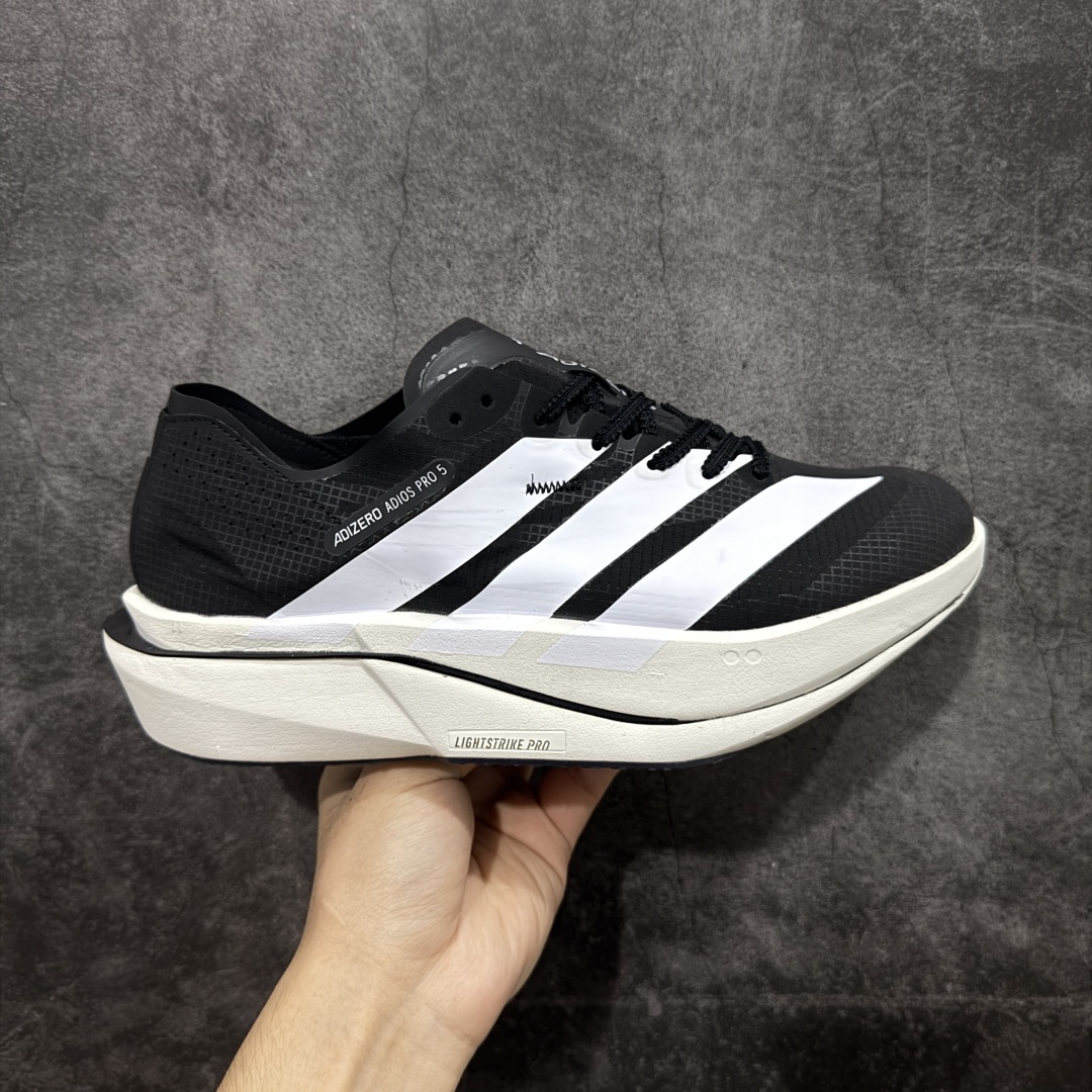 【纯原真碳】Adidas Adizero Adios Pro 5 M 阿迪达斯 耐磨减震专业跑步鞋 无论是平时训练还是马拉松 让这款跑步鞋伴你畅快开跑 兼具舒适性和结构感 搭载Lightstrike科技 为步伐注入活力 尺码40-45 货号：JR1671-选品中心
