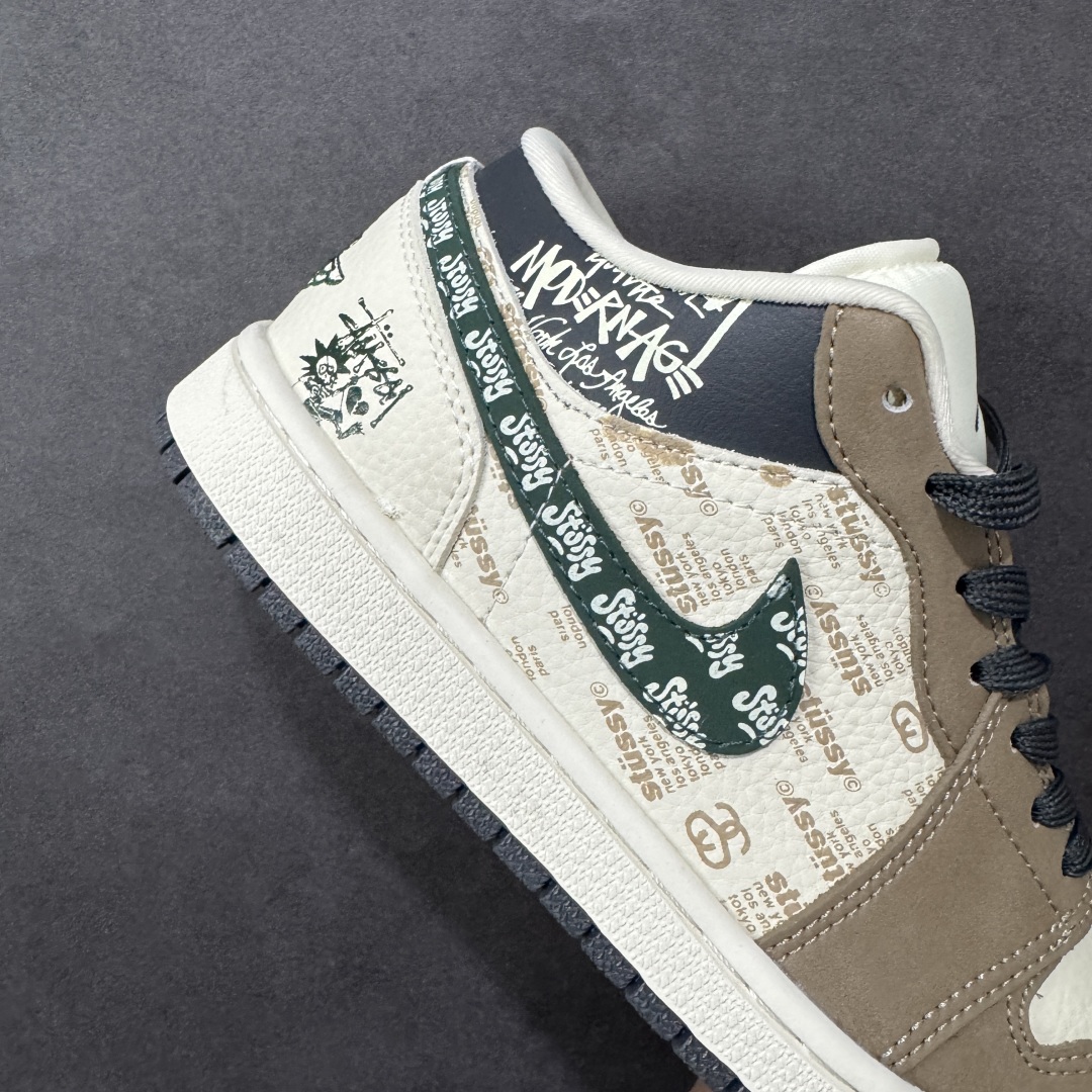 图片[6]-【定制版】Air Jordan 1 Low AJ1 乔1 “斯图西联名—米白棕绿”高端定制 低帮复古篮球鞋 #定制鞋盒 大厂纯原品质出货 超高清洁度 皮料切割干净无任何毛边 细节完美 货号：QD1988-007 尺码：36 36.5 37.5 38 38.5 39 40 40.5 41 42 42.5 43 44 44.5 45 编码：HXSB330340-选品中心
