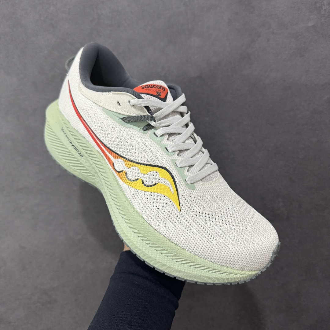 图片[3]-【公司级】索康尼/Saucony Triumph 21 胜利21代系列低帮轻量舒适多功能休闲运动慢跑鞋 采用工学透气网织鞋面材质#内嵌3D环绕包裹缓震鞋垫#中底搭载 PWRRUN+高弹缓震泡棉材质,舒适踩S感!!#外置镂空XT-900橡胶大底 货号：S20881-111 尺码：40-46-选品中心