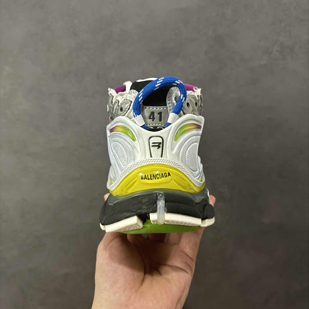 图片[4]-【Good纯原福利】Balenciaga Runner 巴黎世家七代复古老爹鞋 原市场5-600的货 顶级大厂出品 份量十足 售前售后保障到底 可退换 工厂白菜价清库存 价格相当给力 强推💪🏻 #全套原纸板楦头开发 #原盒原配 正确字体电绣 粗细、位置、大小正确 侧边TPU 透气孔匹配意产原版 #正确气垫分离大底 TPU软底 #原版一致大底LOGO 立体感十足 #原厂皮料水洗做旧 原厂纱网 外底正面压印BB标识 由176块饰片拼接而成的铰接式鞋面 侧面配金属质感网眼布 内面配有额外金属光泽饰件 包含1副鞋带和1副备用鞋带 后帮配有拉环鞋提 动态鞋底设计 为双脚带来后续的助力 尺码：35 36 37 38 39 40 41 42 43 44 45-选品中心