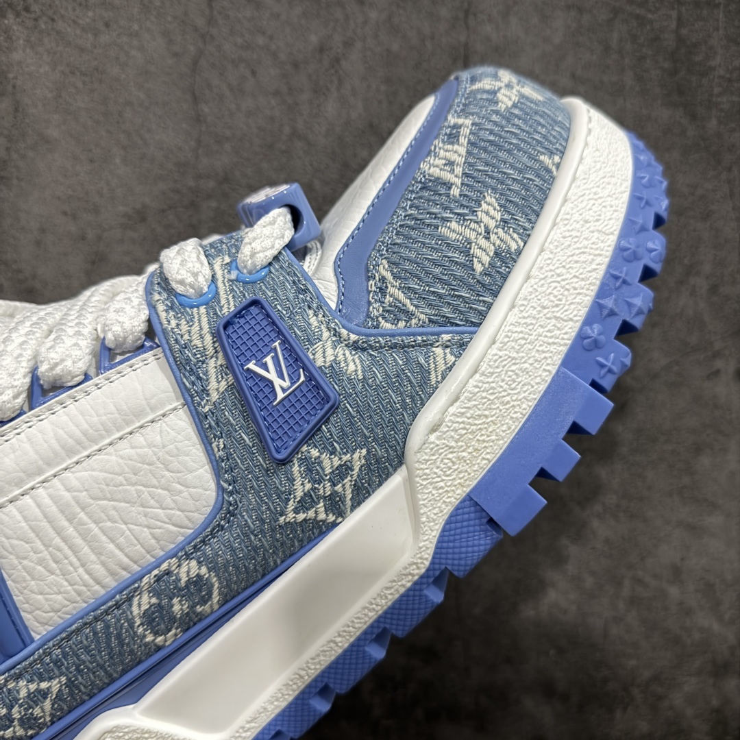 图片[6]-【PK纯原版】Louis Vuitton 路易威登 LV Trainer Maxi 小胖丁系列面包鞋 白蓝牛仔胖丁 海淘代购同渠道品质 高端零售 外贸充正专供 原版购入开发 ZP级全套包装 完美楦型 正确卡色 大底TPU 质感媲美原版 细节与原版一致 请注意区分市面通货材 尺码：39 40 41 42 43 44 45 46-选品中心