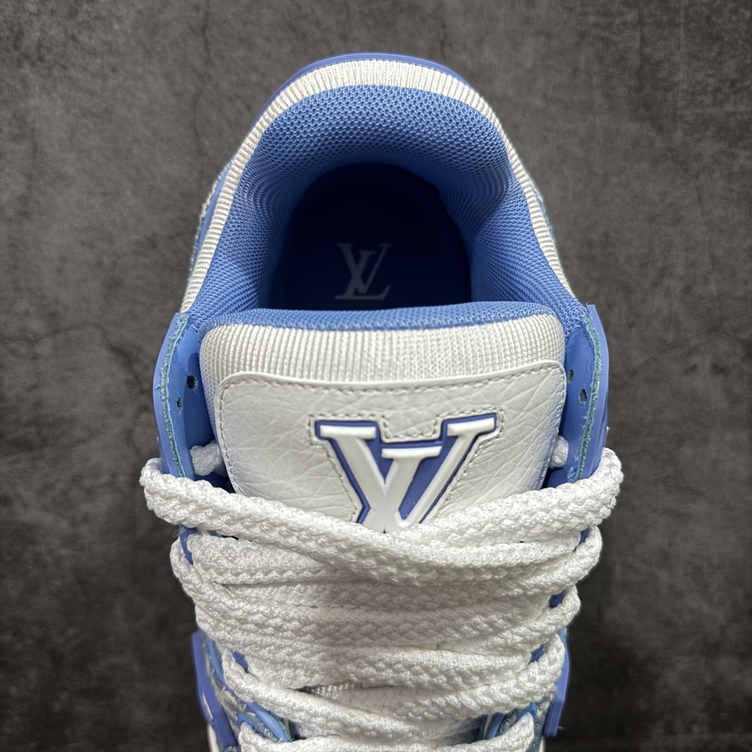 图片[8]-【PK纯原版】Louis Vuitton 路易威登 LV Trainer Maxi 小胖丁系列面包鞋 白蓝牛仔胖丁 海淘代购同渠道品质 高端零售 外贸充正专供 原版购入开发 ZP级全套包装 完美楦型 正确卡色 大底TPU 质感媲美原版 细节与原版一致 请注意区分市面通货材 尺码：39 40 41 42 43 44 45 46-选品中心
