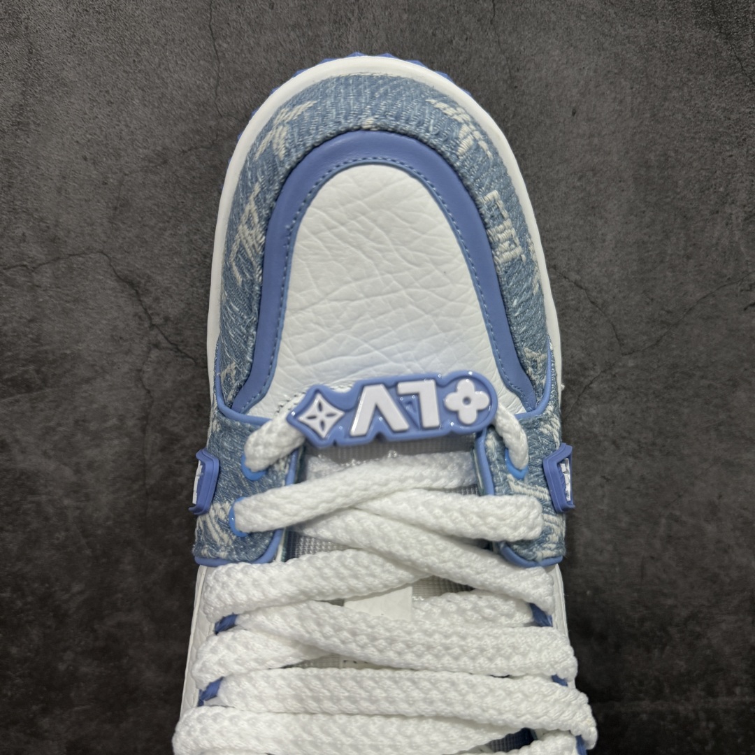 图片[5]-【PK纯原版】Louis Vuitton 路易威登 LV Trainer Maxi 小胖丁系列面包鞋 白蓝牛仔胖丁 海淘代购同渠道品质 高端零售 外贸充正专供 原版购入开发 ZP级全套包装 完美楦型 正确卡色 大底TPU 质感媲美原版 细节与原版一致 请注意区分市面通货材 尺码：39 40 41 42 43 44 45 46-选品中心