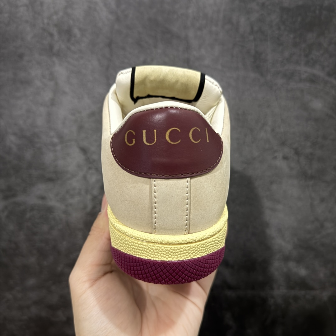 图片[4]-【广东纯原版】Gucci做旧小脏鞋 老花钻款 ZP开发 原版开模 金属双G水晶圆柱形标 Gucci原版纹织带 真正水洗布标 鞋面擦色牛皮拼接经典双G布面料，皮面切口全油边封口工艺，原版毛巾布里细腻柔软更舒适透气，垫脚乳胶注塑一体，私模钢印，双色原版TPU大底(下层宽，上层窄) 配进口原版四边封干燥剂、原版18股鞋带，绿色盒子，与专柜配套包装一致 尺码：35-39-选品中心