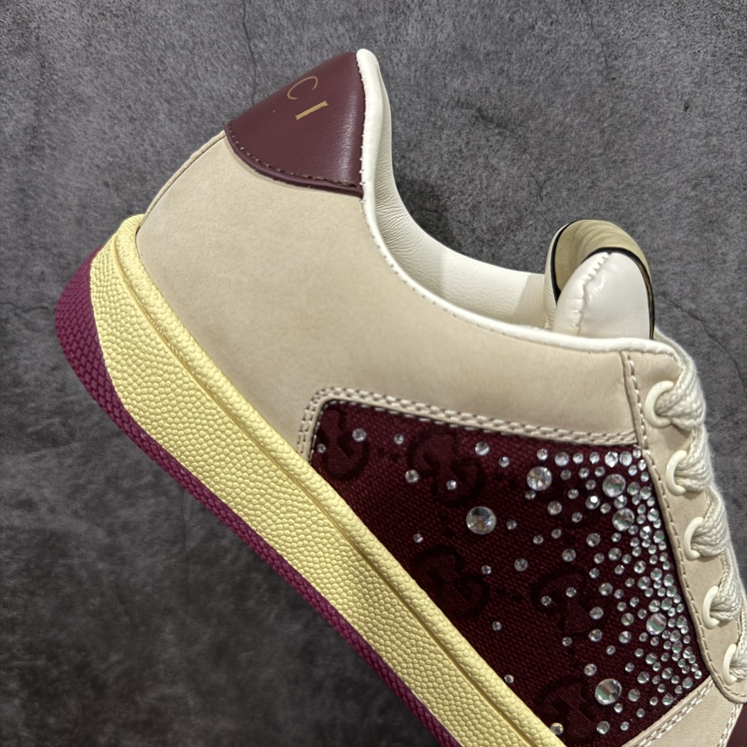 图片[7]-【广东纯原版】Gucci做旧小脏鞋 老花钻款 ZP开发 原版开模 金属双G水晶圆柱形标 Gucci原版纹织带 真正水洗布标 鞋面擦色牛皮拼接经典双G布面料，皮面切口全油边封口工艺，原版毛巾布里细腻柔软更舒适透气，垫脚乳胶注塑一体，私模钢印，双色原版TPU大底(下层宽，上层窄) 配进口原版四边封干燥剂、原版18股鞋带，绿色盒子，与专柜配套包装一致 尺码：35-39-选品中心