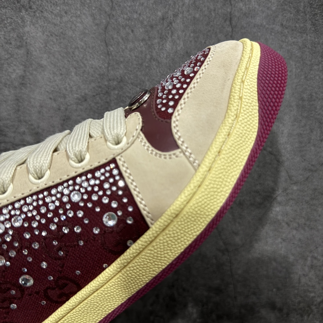 图片[6]-【广东纯原版】Gucci做旧小脏鞋 老花钻款 ZP开发 原版开模 金属双G水晶圆柱形标 Gucci原版纹织带 真正水洗布标 鞋面擦色牛皮拼接经典双G布面料，皮面切口全油边封口工艺，原版毛巾布里细腻柔软更舒适透气，垫脚乳胶注塑一体，私模钢印，双色原版TPU大底(下层宽，上层窄) 配进口原版四边封干燥剂、原版18股鞋带，绿色盒子，与专柜配套包装一致 尺码：35-39-选品中心