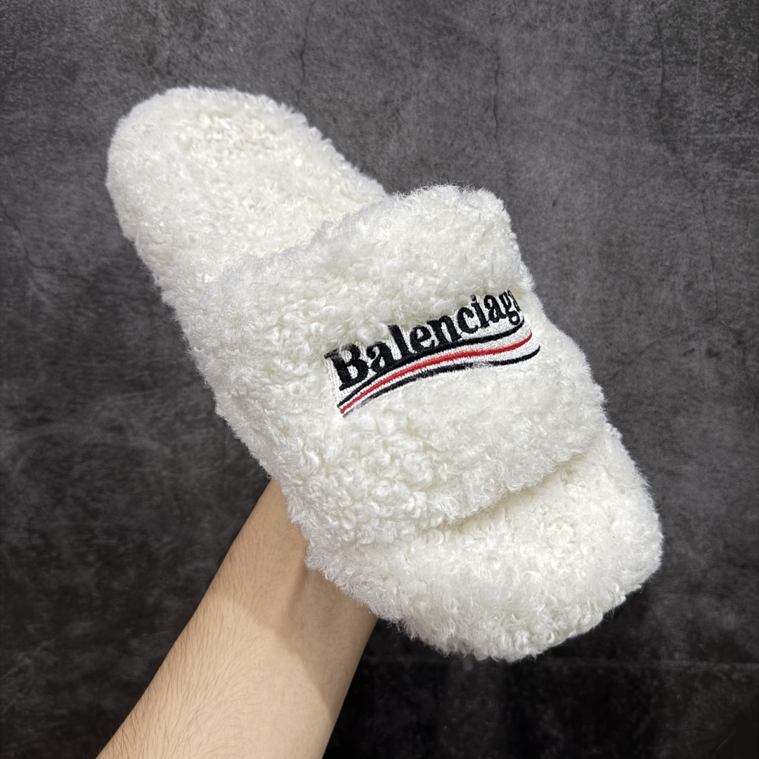 图片[3]-【顶级外贸版本】Balenciaga 巴黎世家 顶级专柜 秋冬限定 巴黎世家羊毛毛拖拖鞋 巴黎时装周新款 小红书推荐 原版开模 代购版本 进口小羊毛 原版字母拼色 原版私膜发泡大底 全套专柜包装 尺码：35 36 37 38 39 40 41 42 43 44 45-选品中心
