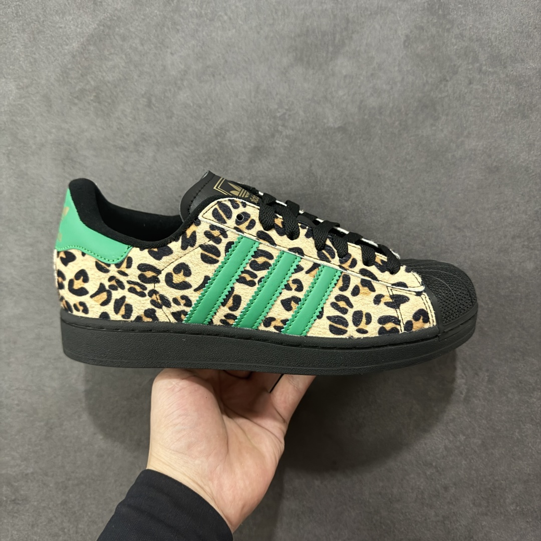 【GX版本】adidas originals SUPERSTAR Leopard 黑绿色 货号：JP8165 尺码：35 36 36.5 37 38.5 39 40 40.5 41 42 42.5 43 44 44.5 45-选品中心