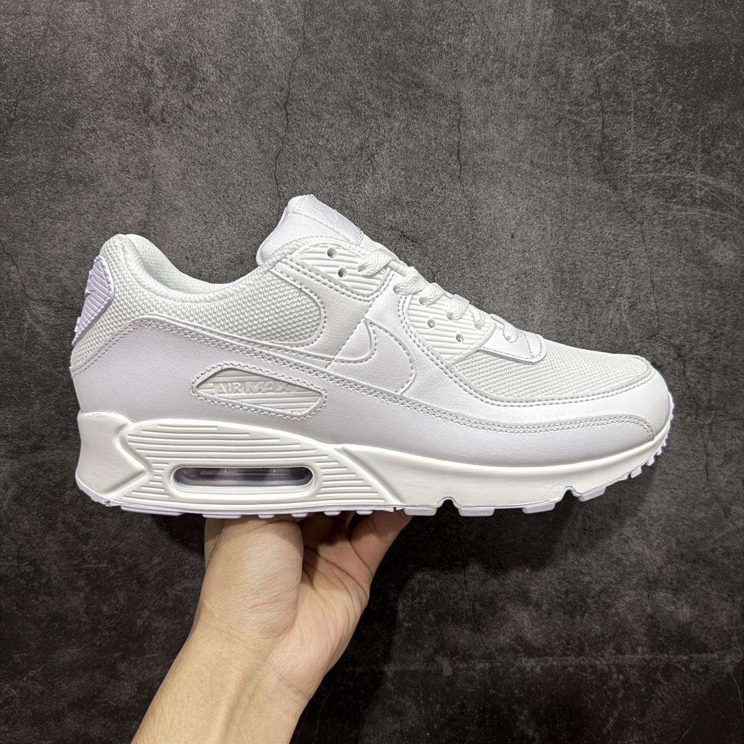 【顶级芯片版】Nike Air Max 90 舒适 复古 合成革减震防滑透气 低帮 休闲跑步鞋 全白纯白 CN8490-100 鞋舌标可扫码 海外欧州过验版 原纸版原楦头 顶级90款问市 开发数月 原版开发 多道QC质检 鞋型完美复刻 原厂级别工艺 正确色卡 正确气垫蓝光 正确大底 独家私模 采用进口头层牛皮拼接 定位高端市场 行业标杆工艺 尺码：40 40.5 41 42 42.5 43 44 44.5 45 46-选品中心