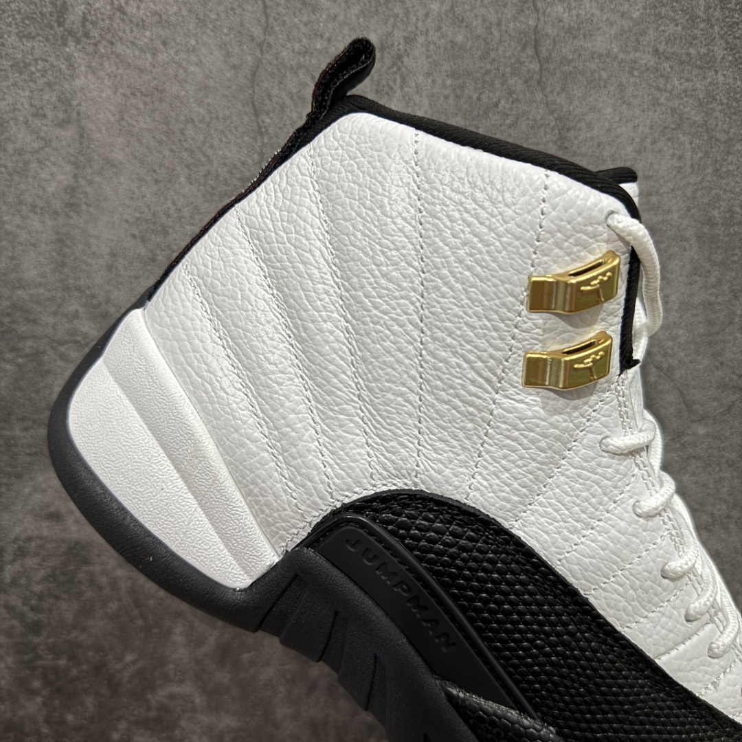 图片[7]-【顶级外贸版】Air Jordan AJ12 Retro 黑白金扣 CT8013-117 正确版本 原楦原纸板开发 原汁原味12代鞋型 进口原厂皮料 真碳板 原装材料 原厂定制金属扣 原厂电绣 细节到位 尺码：40 40.5 41 42 42.5 43 44 44.5 45 45.5 46 47.5-选品中心