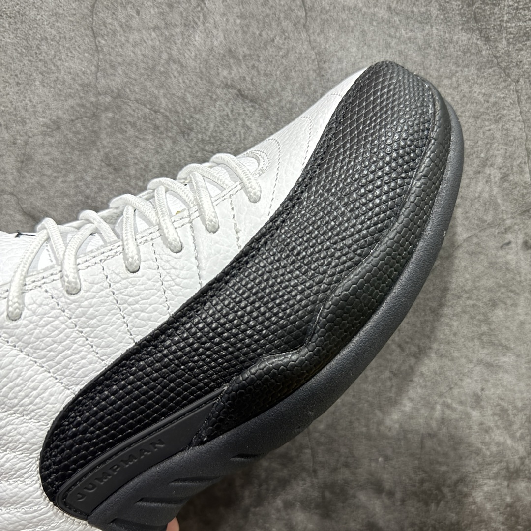 图片[6]-【顶级外贸版】Air Jordan AJ12 Retro 黑白金扣 CT8013-117 正确版本 原楦原纸板开发 原汁原味12代鞋型 进口原厂皮料 真碳板 原装材料 原厂定制金属扣 原厂电绣 细节到位 尺码：40 40.5 41 42 42.5 43 44 44.5 45 45.5 46 47.5-选品中心