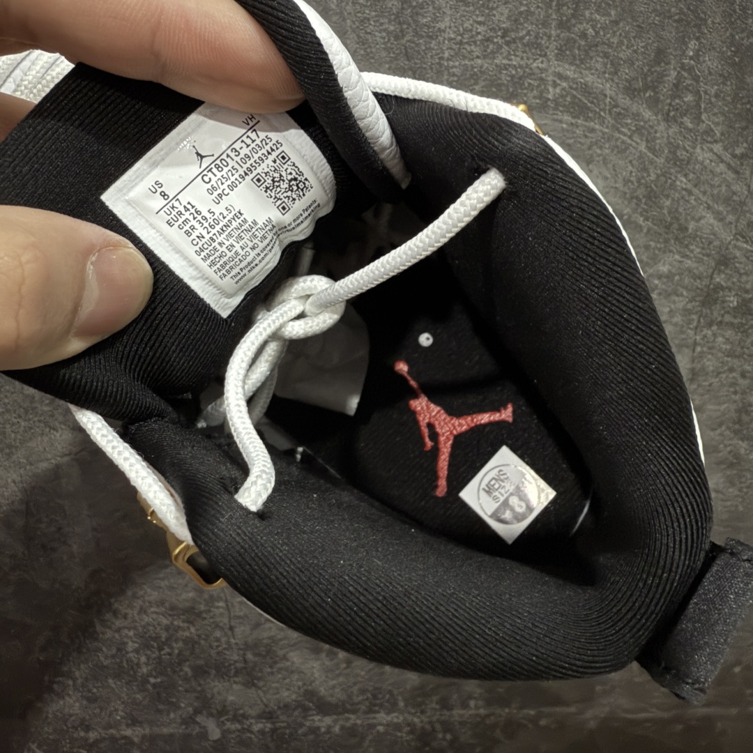 图片[7]-【顶级外贸版】Air Jordan AJ12 Retro 黑白金扣 CT8013-117 正确版本 原楦原纸板开发 原汁原味12代鞋型 进口原厂皮料 真碳板 原装材料 原厂定制金属扣 原厂电绣 细节到位 尺码：40 40.5 41 42 42.5 43 44 44.5 45 45.5 46 47.5-选品中心
