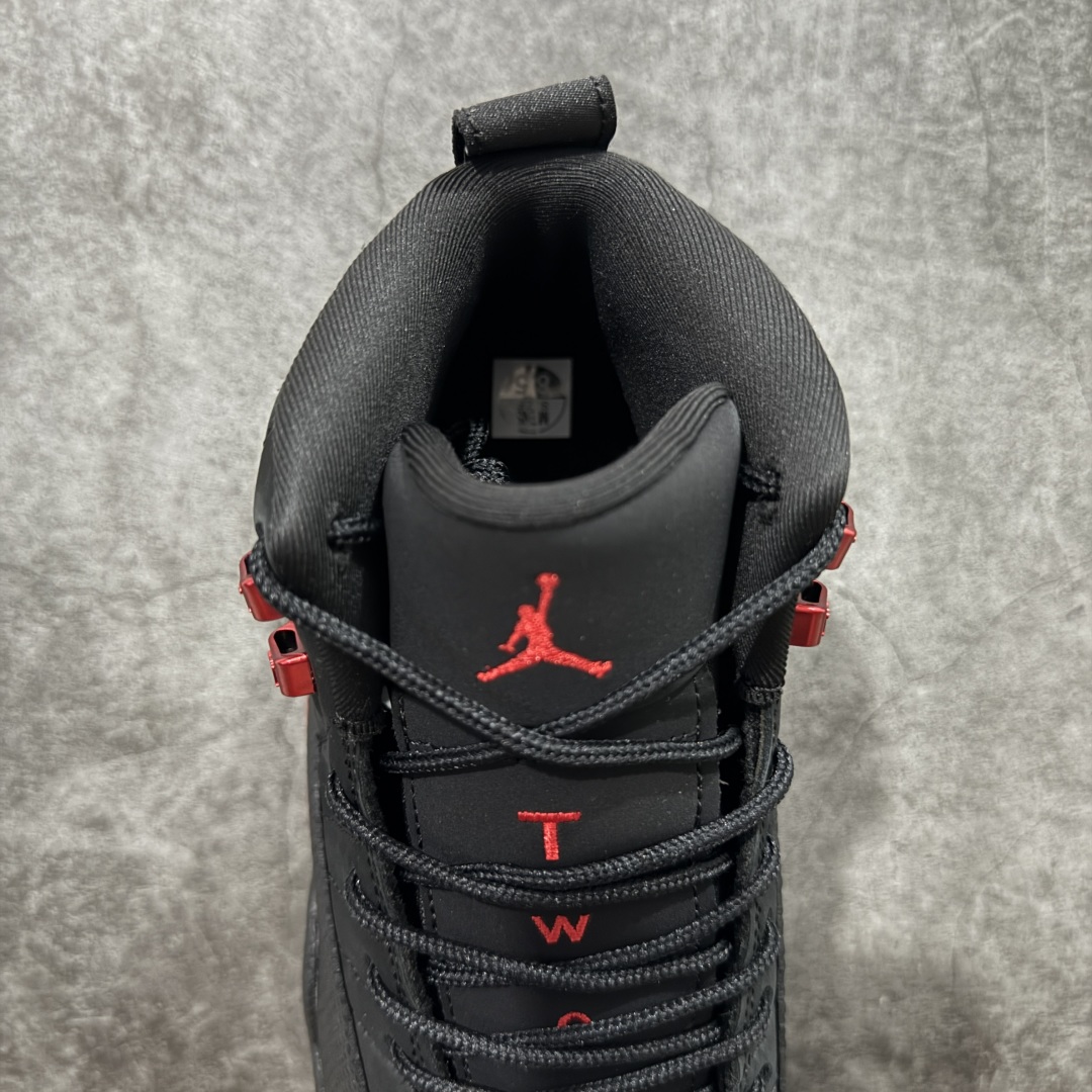 图片[8]-【顶级外贸版】Air Jordan AJ12 Retro 黑红 CT8013-001 正确版本 原楦原纸板开发 原汁原味12代鞋型 进口原厂皮料 真碳板 原装材料 原厂定制金属扣 原厂电绣 细节到位 尺码：40 40.5 41 42 42.5 43 44 44.5 45 45.5 46 47.5-选品中心