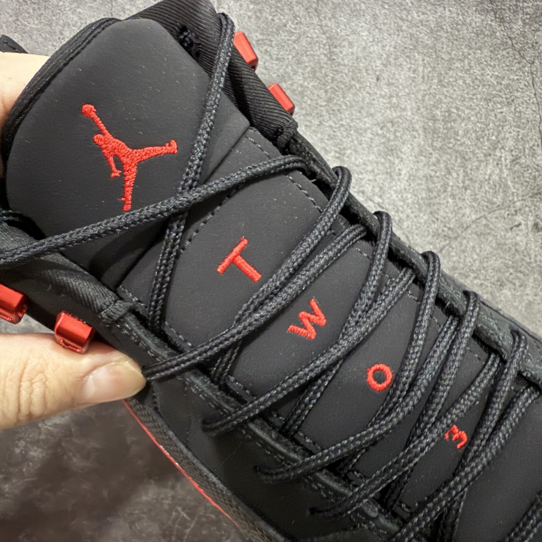 图片[6]-【顶级外贸版】Air Jordan AJ12 Retro 黑红 CT8013-001 正确版本 原楦原纸板开发 原汁原味12代鞋型 进口原厂皮料 真碳板 原装材料 原厂定制金属扣 原厂电绣 细节到位 尺码：40 40.5 41 42 42.5 43 44 44.5 45 45.5 46 47.5-选品中心