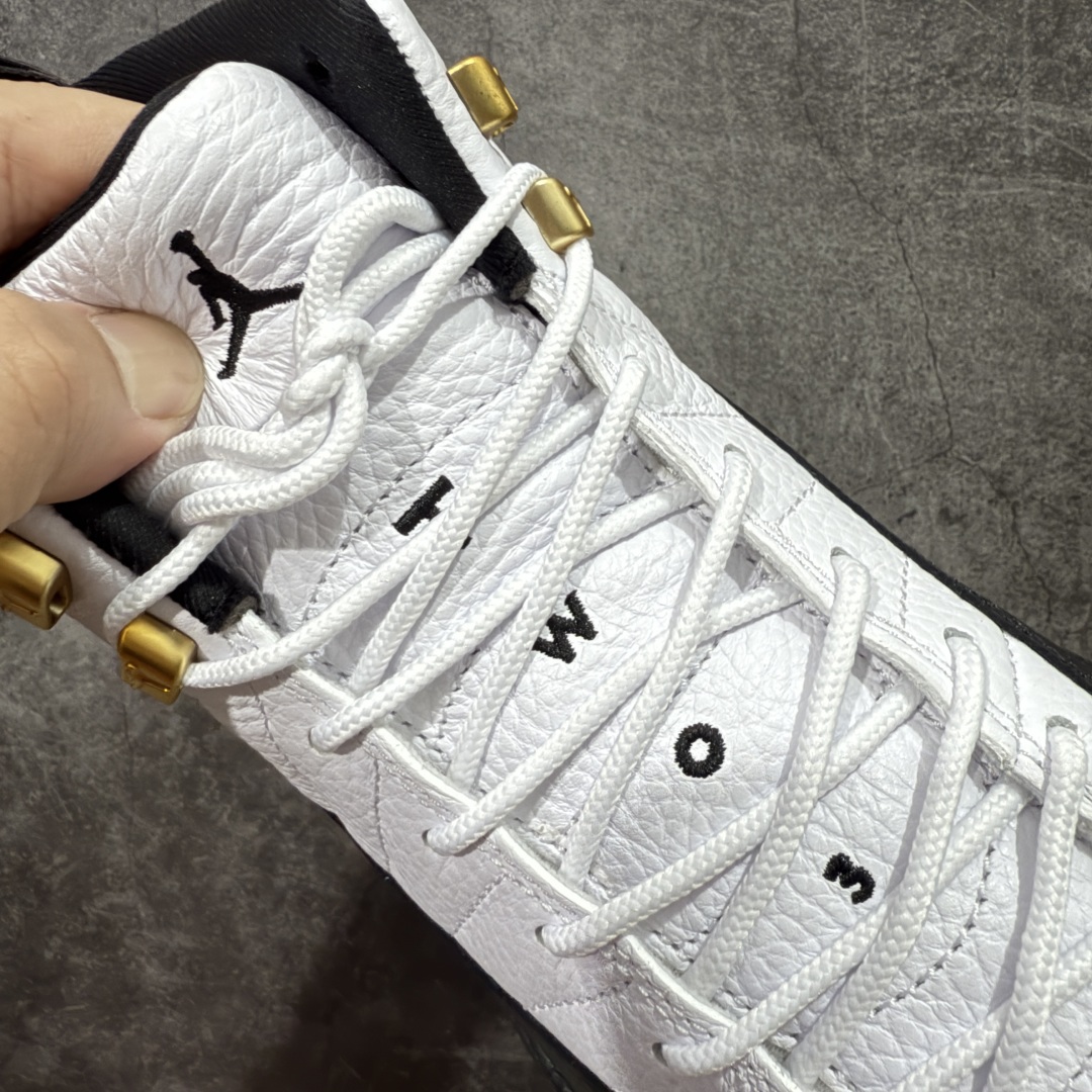 图片[6]-【莞产裁片】顶级Air Jordan AJ12 黑白金扣 货号：CT8013-117 原楦原纸板开发 原汁原味12代鞋型 进口原厂皮料 超软荔枝皮 质感满分 原厂碳板 原装材料 原厂定制金属扣 原厂电绣 支持与公司货全方位对比 只服务于5%懂鞋的高端客户 发国外可支持各种retail商店充正寄售 尺码：40 40.5 41 42 42.5 43 44 44.5 45 45.5 46 47.5-选品中心