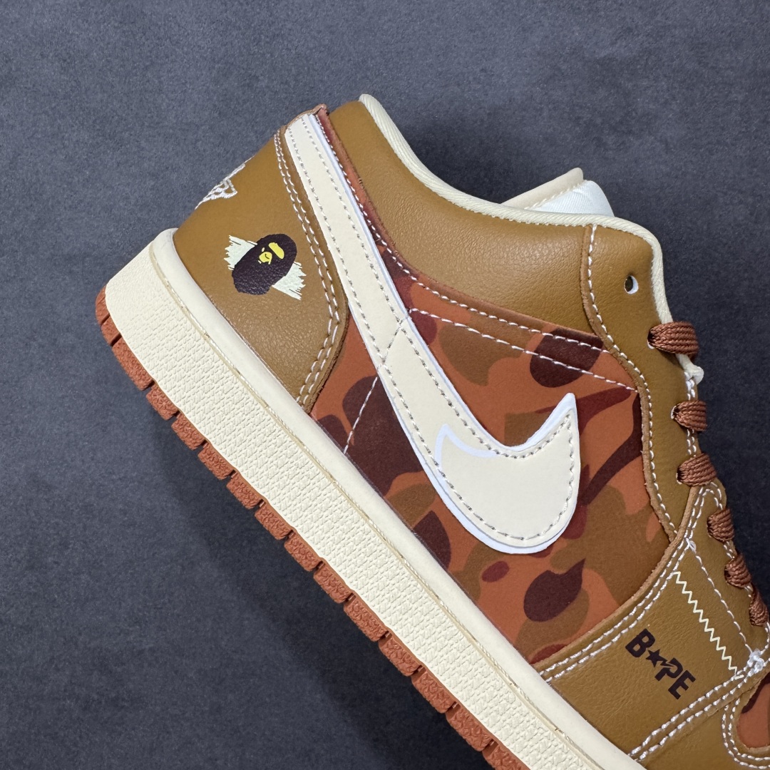 图片[6]-【定制版】Nike Jordan Air Jordan 1“Bape联名——古铜褐” 高端定制 低帮 复古 减震 防滑 耐磨 篮球鞋 定制鞋盒 大厂纯原品质出货 超高清洁度 皮料切割干净无任何毛边 细节完美 货号：QG1988-014 尺码： 36 36.5 37.5 38 38.5 39 40 40.5 41 42 42.5 43 44 44.5 45-选品中心