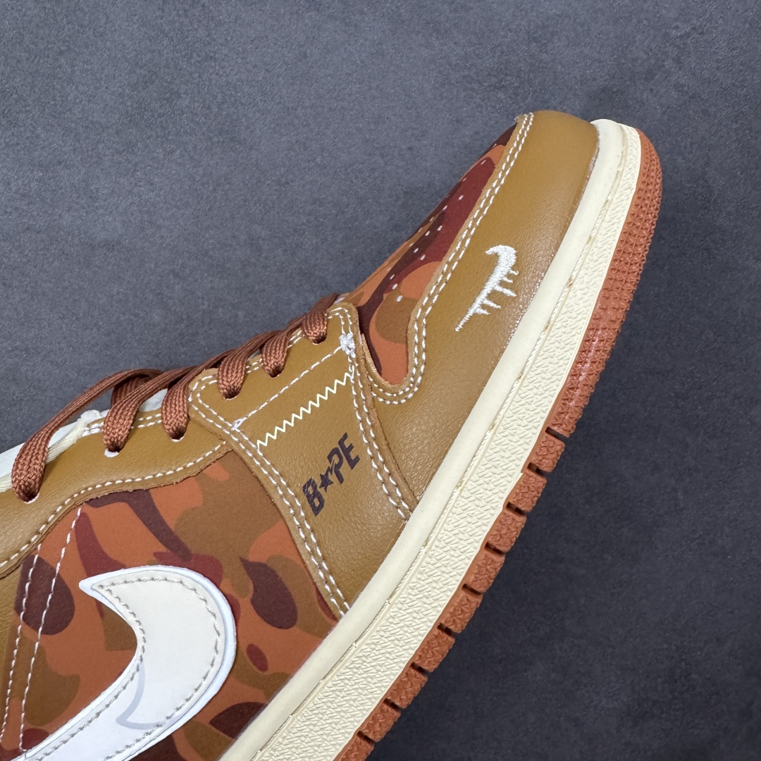 图片[5]-【定制版】Nike Jordan Air Jordan 1“Bape联名——古铜褐” 高端定制 低帮 复古 减震 防滑 耐磨 篮球鞋 定制鞋盒 大厂纯原品质出货 超高清洁度 皮料切割干净无任何毛边 细节完美 货号：QG1988-014 尺码： 36 36.5 37.5 38 38.5 39 40 40.5 41 42 42.5 43 44 44.5 45-选品中心