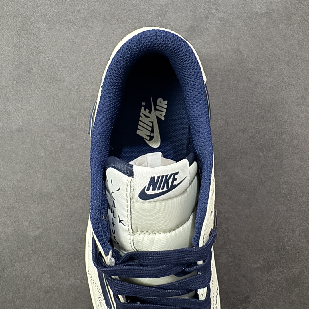 图片[7]-【定制版】Travis Scott x Fragment Design x Air Jordan 1 Low OG SP AJ1 乔1联名 午夜蓝 低帮文化休闲板鞋 #多方联名合作融合了Travis Scott 独特的音乐风格，藤原浩个性的设计风格以及Jordan品牌的经典元素 使其成为一双具有独特身份和价值的鞋子 清新而立体的外观加上联名标识更突出了其独特身份 这种配色方案显示出活力和时尚感 在视觉上引人注目 鞋身的质感和细腻的细节处理使其显得高端而格调十足 这款“倒钩”联名是设计与创意完美结合 融合多方的个性风格是一款备受瞩目的潮流鞋款 货号：XX3168-217 尺码：36 36.5 37.5 38 38.5 39 40 40.5 41 42 42.5 43 44 44.5 45-选品中心