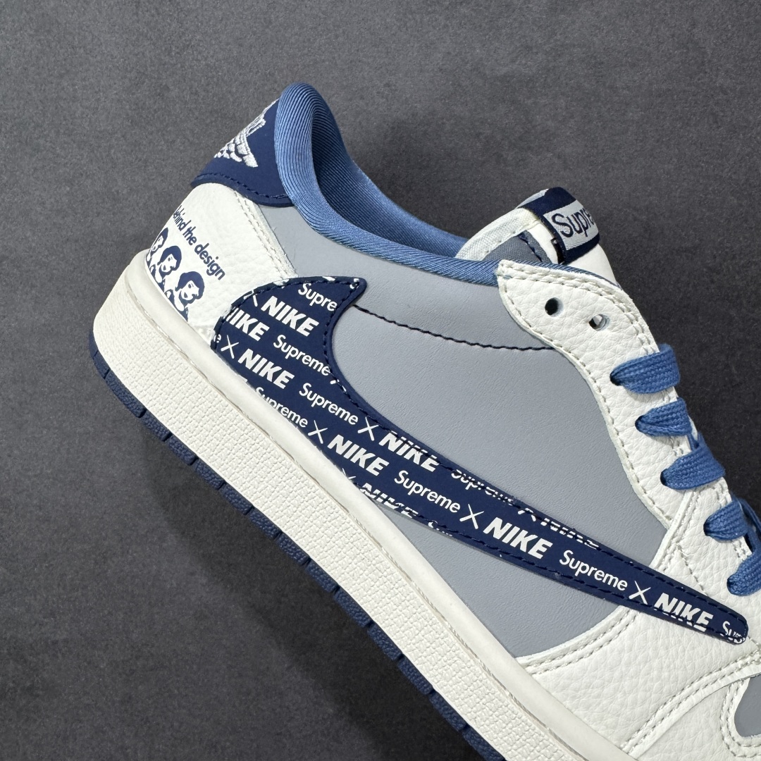 图片[6]-【定制版】Travis Scott x Fragment Design x Air Jordan 1 Low OG SP AJ1 乔1联名 奶白灰蓝 低帮文化休闲板鞋  #多方联名合作融合了Travis Scott 独特的音乐风格，藤原浩个性的设计风格以及Jordan品牌的经典元素 使其成为一双具有独特身份和价值的鞋子 清新而立体的外观加上联名标识更突出了其独特身份 这种配色方案显示出活力和时尚感 在视觉上引人注目 鞋身的质感和细腻的细节处理使其显得高端而格调十足 这款“倒钩”联名是设计与创意完美结合 融合多方的个性风格是一款备受瞩目的潮流鞋款  货号：XD0798-309 尺码：36 36.5 37.5 38 38.5 39 40 40.5 41 42 42.5 43 44 44.5 45-选品中心