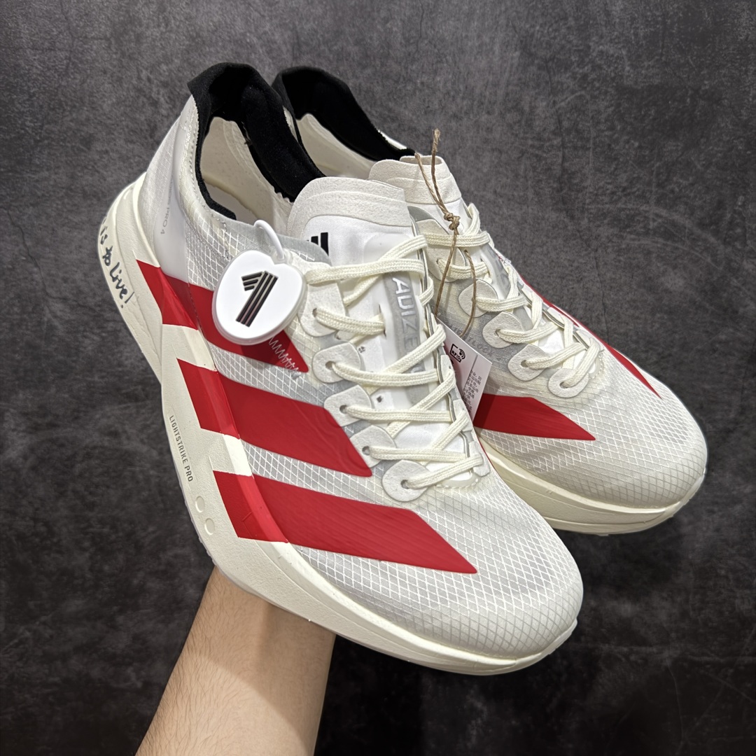 【NO.1纯原】Adidas Adizero Adios Pro 4 M竞训跑步鞋 首发配色 JR6363 市场独一档品质 区别所有版本 原鞋购入开发数月 原材料 原档案打造 细节版型一比一 独立双层组合底私模. 搭配ENERGYRODS 2.0真碳柱，每一步都动力满满 鞋面用的是Lightlock技术，轻透又贴合，就像给脚定制的一样。 中底是全掌Lightstrike Pro泡棉，软弹感超绝 真正一比一还原真实脚感💪🏻 尺码：36 36.5 37 38 38.5 39 40 40.5 41 42 42.5 43 44 44.5 45 46-选品中心