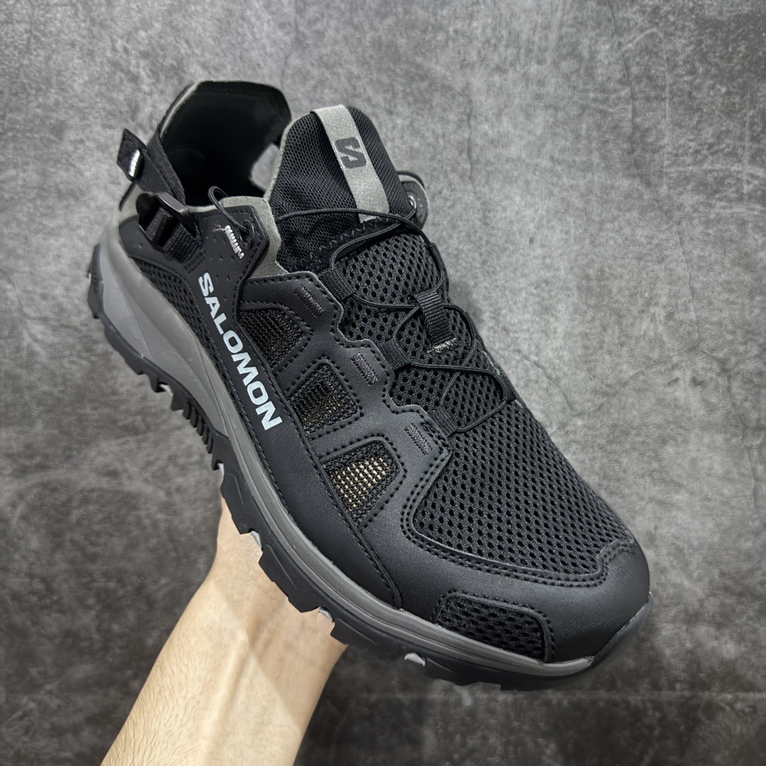 图片[3]-【666版本】SALOMON萨洛蒙 Techamphibian 5 T5圆头舒适 透气速干抓地 溯溪鞋 黑色 471151 纯原外贸平台特供订单 耗时半年巨作 #全套原纸板楦头开发 #原厂特供网布配套加持 #确保原汁原味 完美呈现版型 #原档数据独家私模五层组合大底 #男女鞋同步官方开发至46 #原装Ortholite轻量化鞋垫 #中底布带钢印编号 原厂TPU锁扣 #进口港宝加持 后跟自然饱满 还原公司包裹性 #鞋面采用SENSIFT贴合技术 #全方位贴合包裹脚型 #鞋跟部鞋底牵引设计 #提供强大的抓地性能 #更适应野外崎岖不平的道路 #其3D ADVANCED CHASSIS底盘 材料轻量大化 钉齿设计更具稳定性 防护性 #鞋底易磨损区运用CONTAGRIP高耐磨材料 应对城市硬质路面长距离跑考验 尺码：36 36.5 37.5 38 38.5 39 40 40.5 41 42 42.5 43 44 45-选品中心