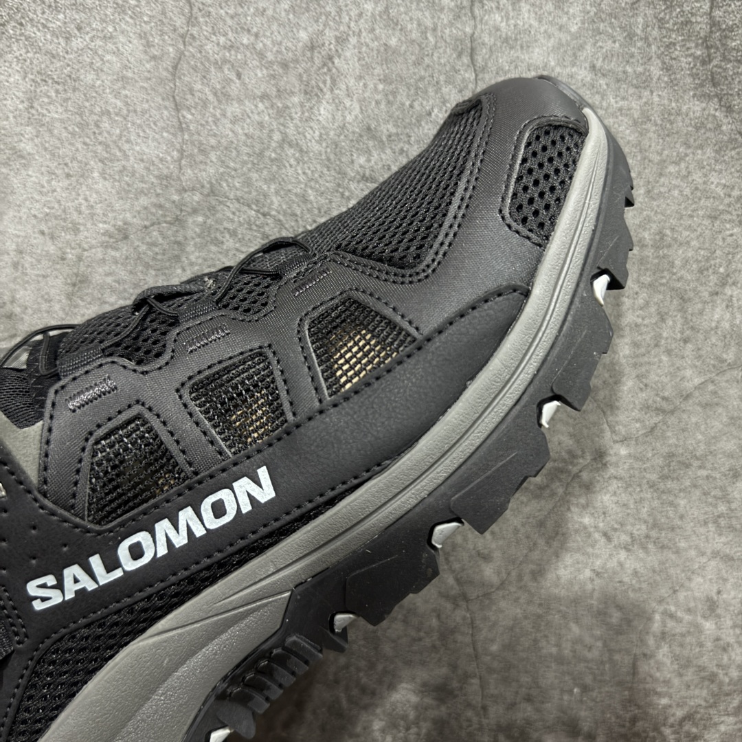 图片[6]-【666版本】SALOMON萨洛蒙 Techamphibian 5 T5圆头舒适 透气速干抓地 溯溪鞋 黑色 471151 纯原外贸平台特供订单 耗时半年巨作 #全套原纸板楦头开发 #原厂特供网布配套加持 #确保原汁原味 完美呈现版型 #原档数据独家私模五层组合大底 #男女鞋同步官方开发至46 #原装Ortholite轻量化鞋垫 #中底布带钢印编号 原厂TPU锁扣 #进口港宝加持 后跟自然饱满 还原公司包裹性 #鞋面采用SENSIFT贴合技术 #全方位贴合包裹脚型 #鞋跟部鞋底牵引设计 #提供强大的抓地性能 #更适应野外崎岖不平的道路 #其3D ADVANCED CHASSIS底盘 材料轻量大化 钉齿设计更具稳定性 防护性 #鞋底易磨损区运用CONTAGRIP高耐磨材料 应对城市硬质路面长距离跑考验 尺码：36 36.5 37.5 38 38.5 39 40 40.5 41 42 42.5 43 44 45-选品中心