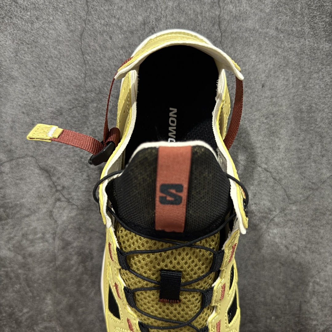 图片[8]-【666版本】SALOMON萨洛蒙 Techamphibian 5 T5圆头舒适 透气速干抓地 溯溪鞋 古董金 477502 纯原外贸平台特供订单 耗时半年巨作 #全套原纸板楦头开发 #原厂特供网布配套加持 #确保原汁原味 完美呈现版型 #原档数据独家私模五层组合大底 #男女鞋同步官方开发至46 #原装Ortholite轻量化鞋垫 #中底布带钢印编号 原厂TPU锁扣 #进口港宝加持 后跟自然饱满 还原公司包裹性 #鞋面采用SENSIFT贴合技术 #全方位贴合包裹脚型 #鞋跟部鞋底牵引设计 #提供强大的抓地性能 #更适应野外崎岖不平的道路 #其3D ADVANCED CHASSIS底盘 材料轻量大化 钉齿设计更具稳定性 防护性 #鞋底易磨损区运用CONTAGRIP高耐磨材料 应对城市硬质路面长距离跑考验 尺码：36 36.5 37.5 38 38.5 39 40 40.5 41 42 42.5 43 44 45 46-选品中心