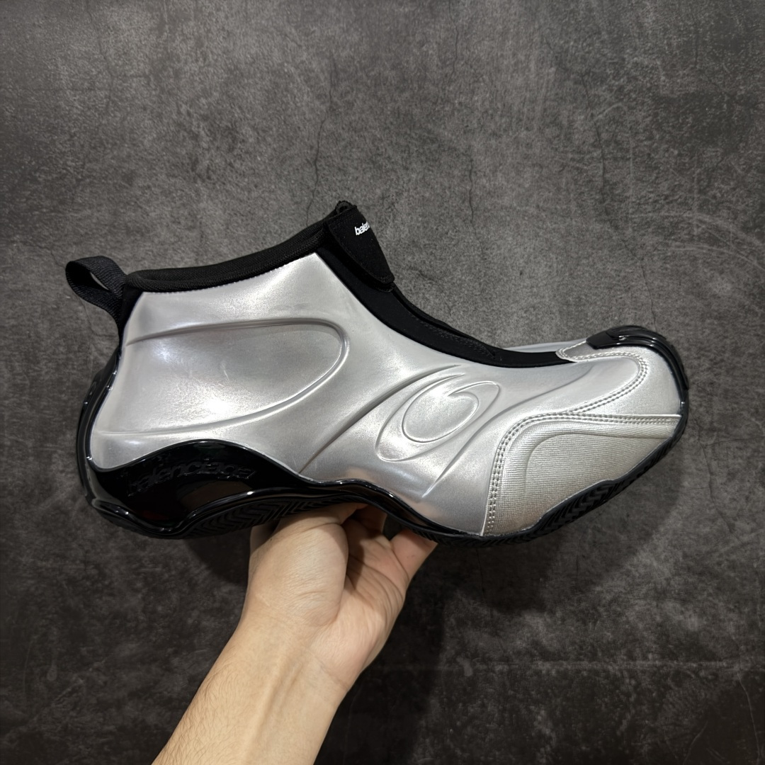 【XA版本】Balenciaga巴黎世家 basketball Sneaker 篮球鞋 圆头拉链 中帮 生活休闲鞋 银色 原鞋购入 全新开发出品 细节多次较对 原材料制作 酷炫鞋型 类似于喷泡风格 上脚百搭 尺码:36-46-选品中心