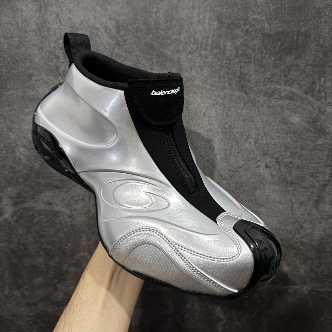 图片[3]-【XA版本】Balenciaga巴黎世家 basketball Sneaker 篮球鞋 圆头拉链 中帮 生活休闲鞋 银色 原鞋购入 全新开发出品 细节多次较对 原材料制作 酷炫鞋型 类似于喷泡风格 上脚百搭 尺码：36-46-选品中心