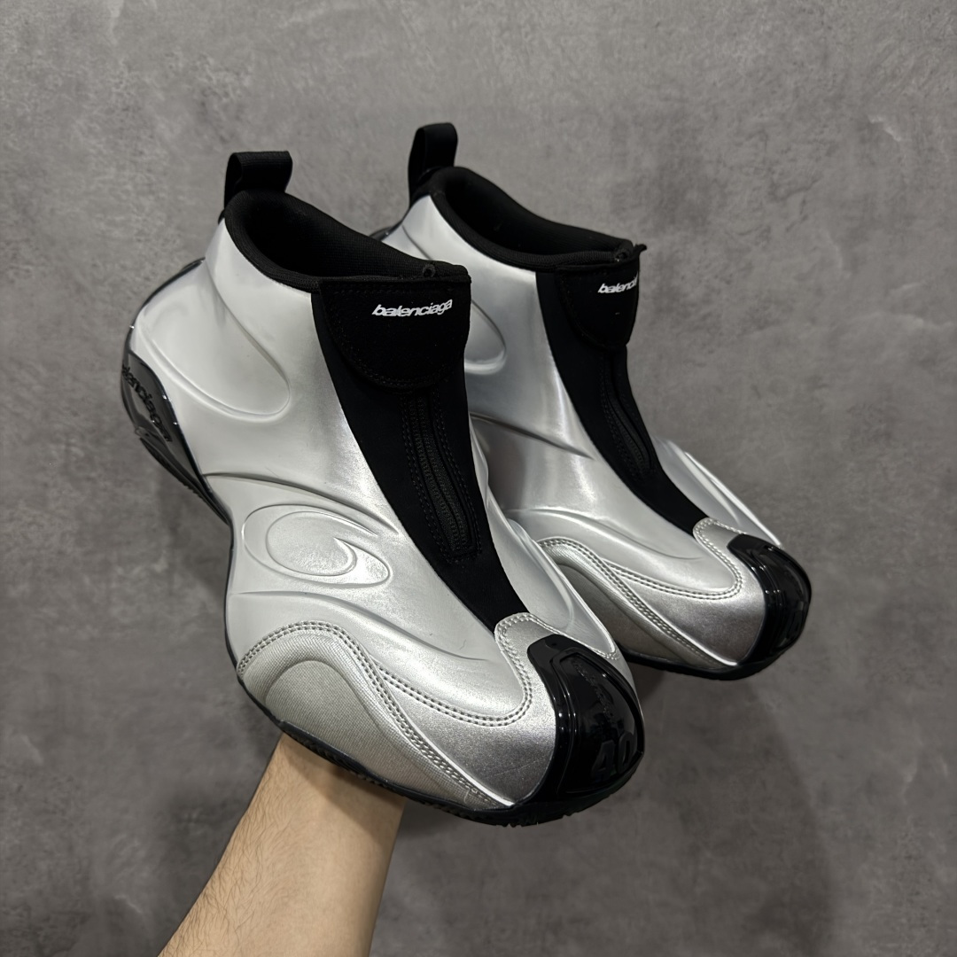 【XA版本】Balenciaga巴黎世家 basketball Sneaker 篮球鞋 圆头拉链 中帮 生活休闲鞋 银色 原鞋购入 全新开发出品 细节多次较对 原材料制作 酷炫鞋型 类似于喷泡风格 上脚百搭 尺码：36-46-选品中心