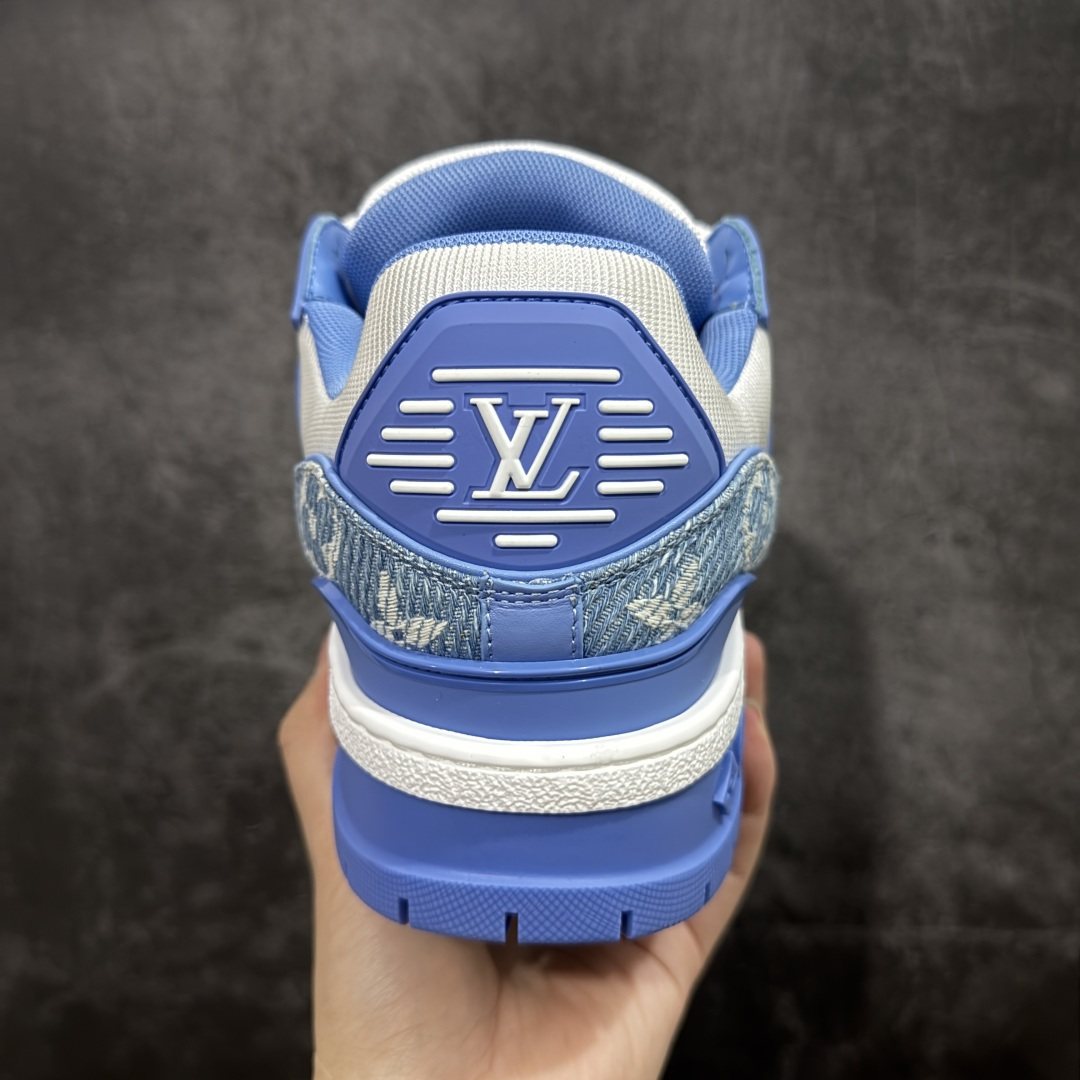 图片[4]-【PK纯原版】Louis Vuitton 路易威登 LV Trainer Maxi 小胖丁系列面包鞋 白蓝牛仔胖丁 海淘代购同渠道品质 高端零售 外贸充正专供 原版购入开发 ZP级全套包装 完美楦型 正确卡色 大底TPU 质感媲美原版 细节与原版一致 请注意区分市面通货材 尺码：39 40 41 42 43 44 45 46-选品中心